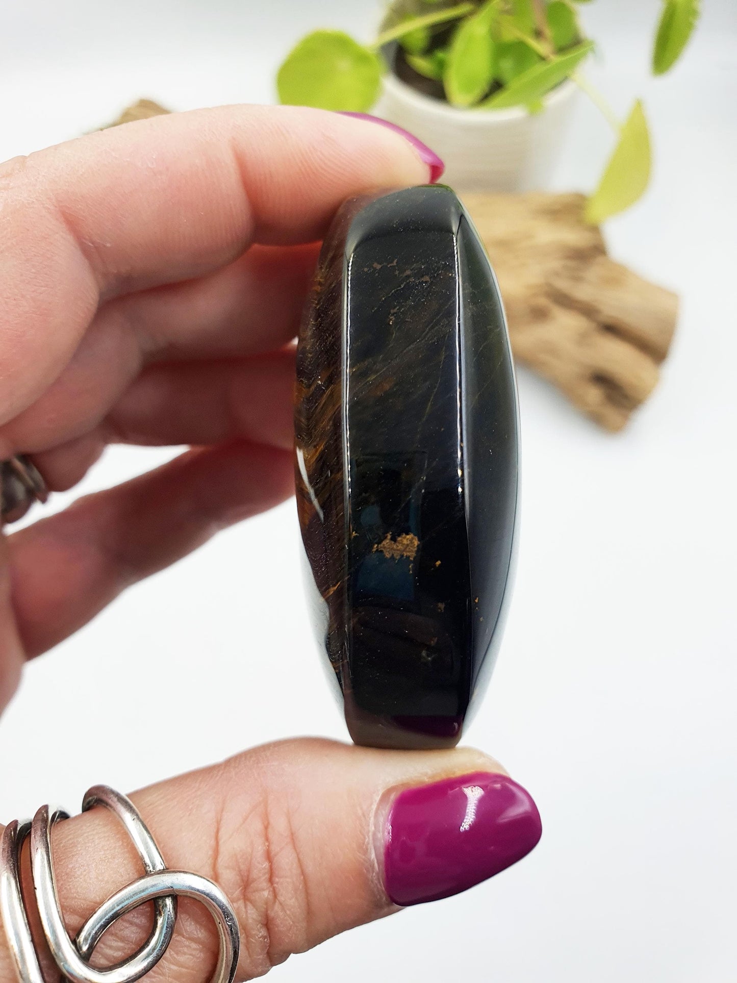 Stunning Blue Tiger's Eye Palm / Blue Tiger Eye Palm Stone / Pocket Crystal / Meditation Palm / Reiki Crystal Palm - 110g