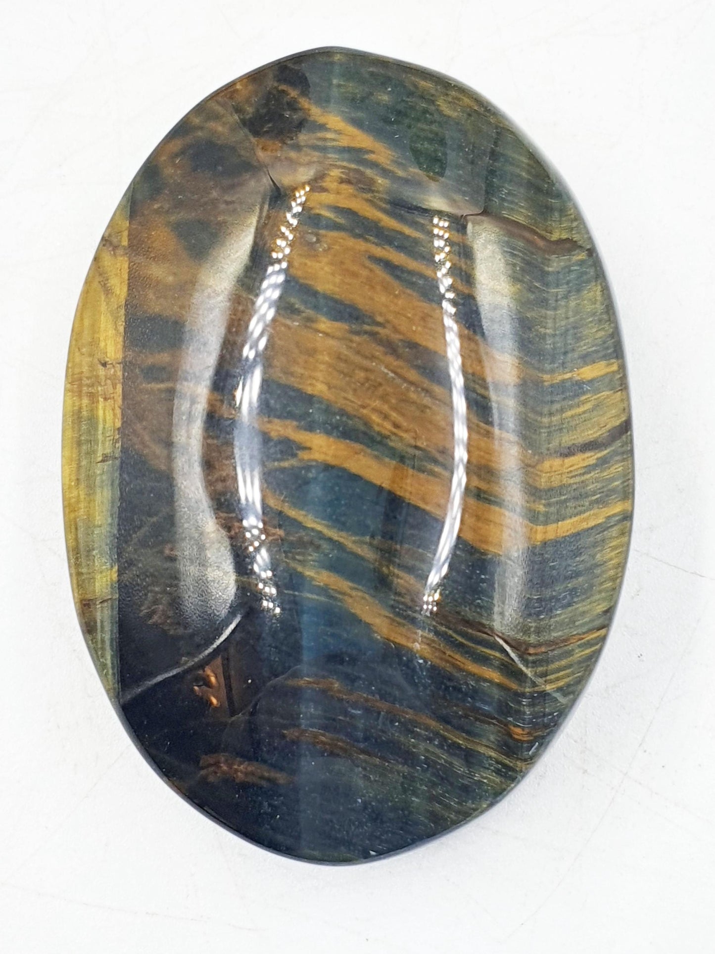 Stunning Blue Tiger's Eye Palm / Blue Tiger Eye Palm Stone / Pocket Crystal / Meditation Palm / Reiki Crystal Palm - 110g