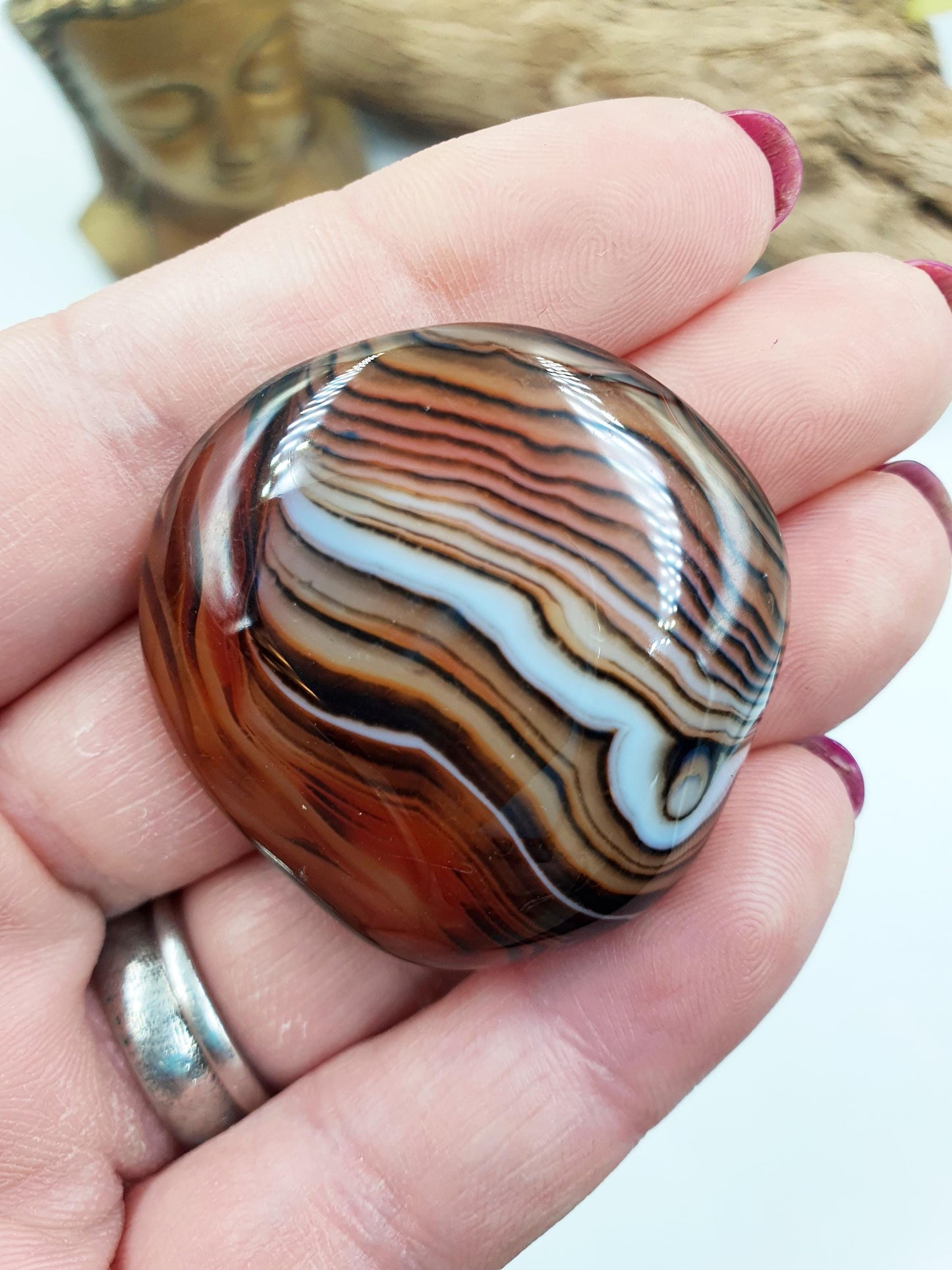 Little Sardonyx Palm / Sardonyx Palm Stone / Healing Palm / Meditation Palm / Reiki Crystal / Banded Palm - 30g
