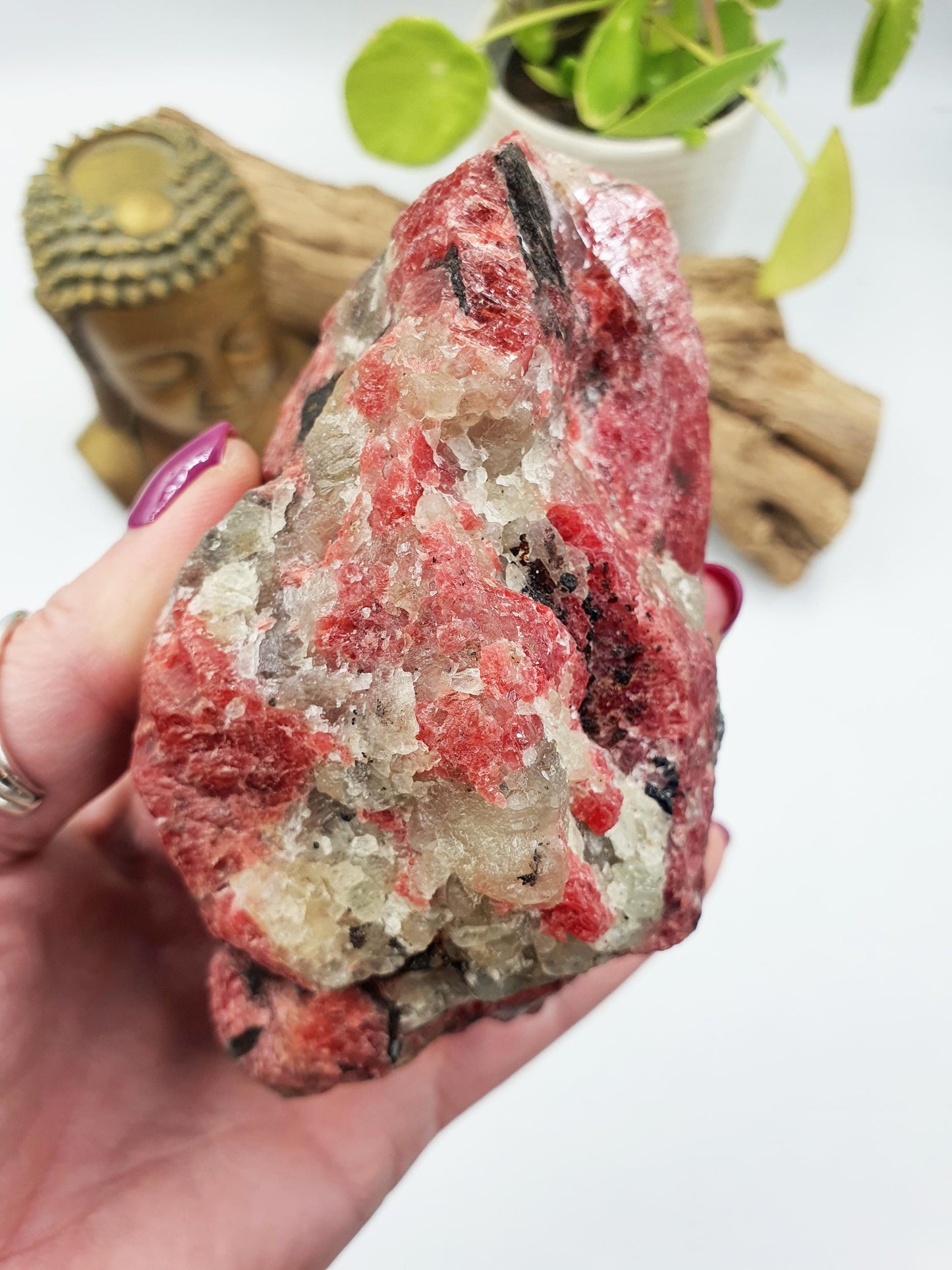 Raw Rhodonite Specimen / Large Raw Red Rhodonite / Raw Rhodonite Chunk / Raw Pink Crystal Specimen - 605g