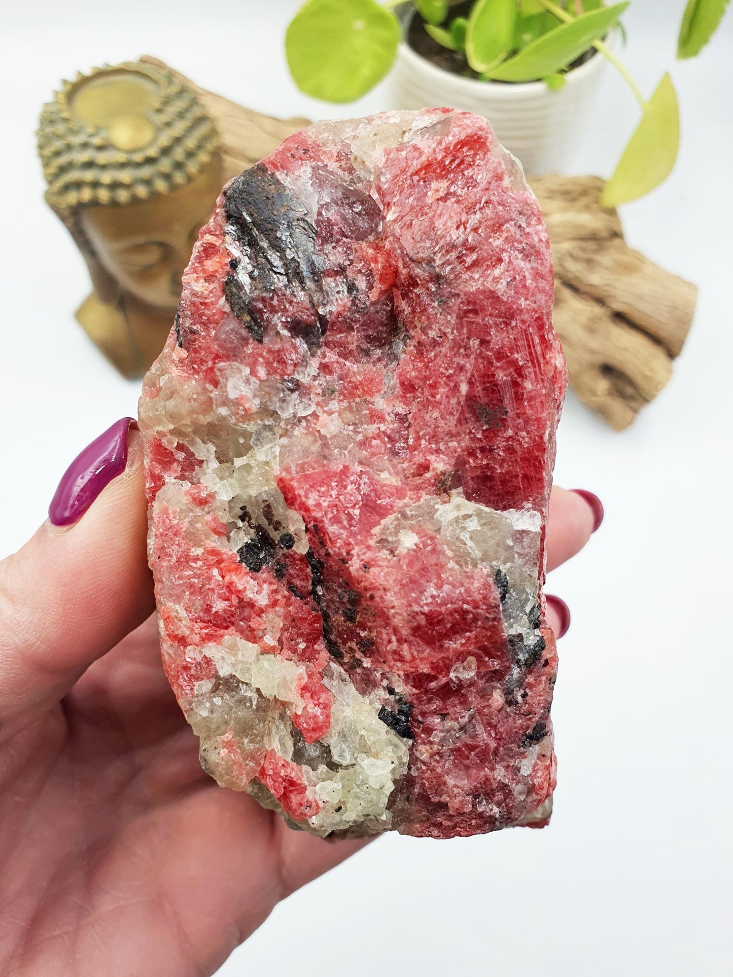 Raw Rhodonite Specimen / Large Raw Red Rhodonite / Raw Rhodonite Chunk / Raw Pink Crystal Specimen - 605g