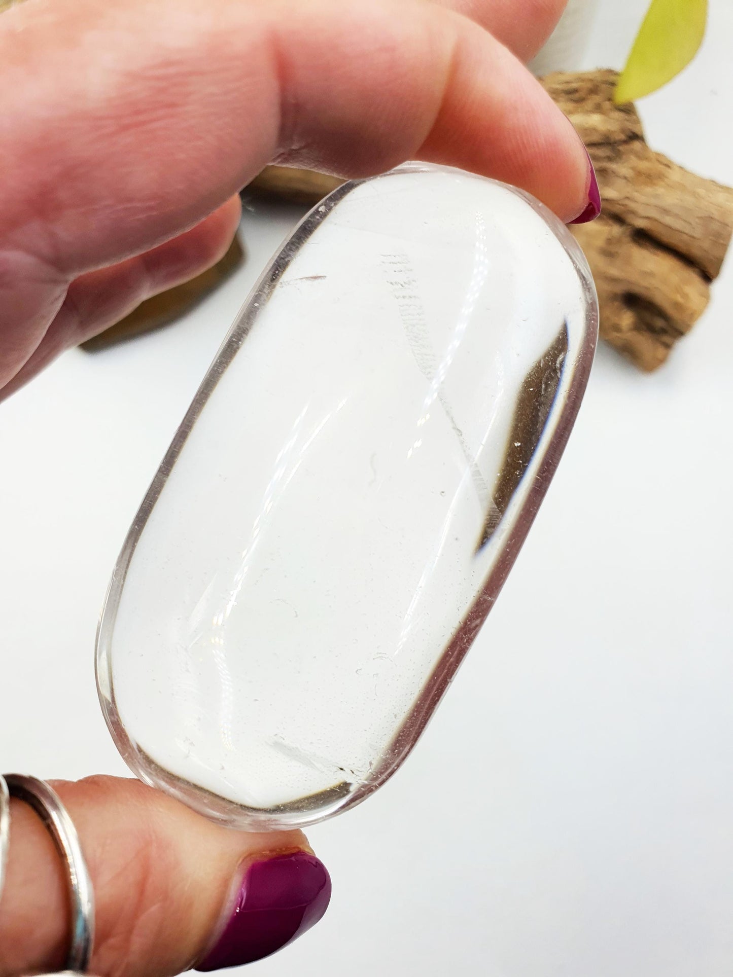 Beautiful Clear Quartz Palm/ Clear Quartz Palm Stone with delicate inclusions / Meditation Palm / Reiki Crystal Palm - 100g