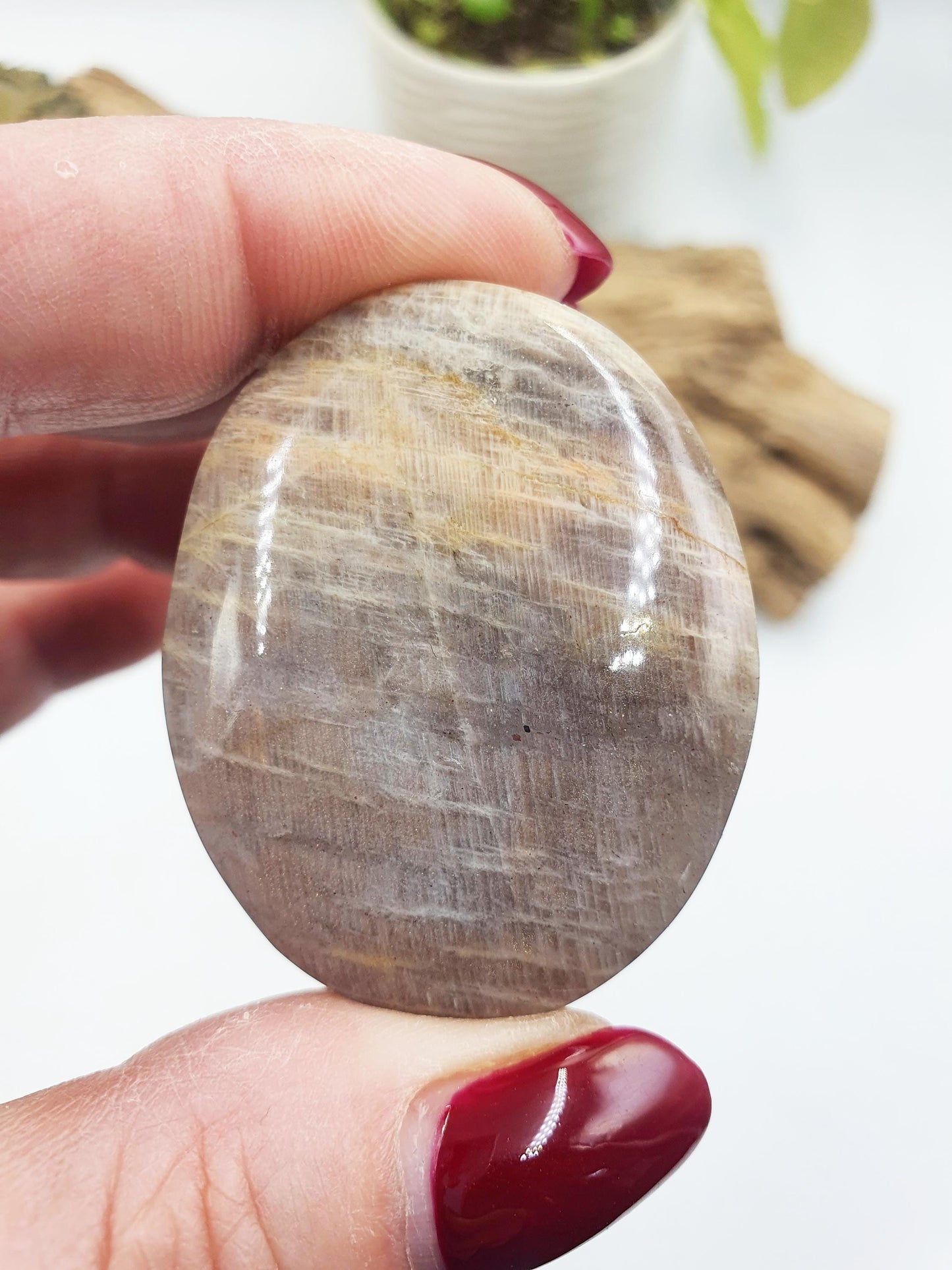 Stunning Little Flashy Blue Moonstone Palm with confetti sparkles / Moonstone Palm Stone / Reiki Crystal / Meditation Palm - 45g