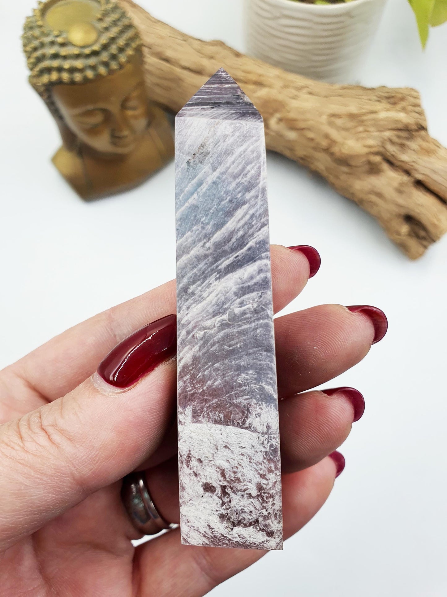 Flashy Purple Mica Point / Purple Mica Tower / Lepidolite Point / Purple Mica Obelisk / Healing Tower - 75g