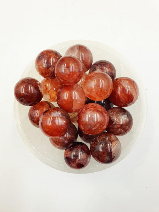 Fire Quartz Mini Spheres - Hematoid Quartz Healing Crystals - Various Sizes