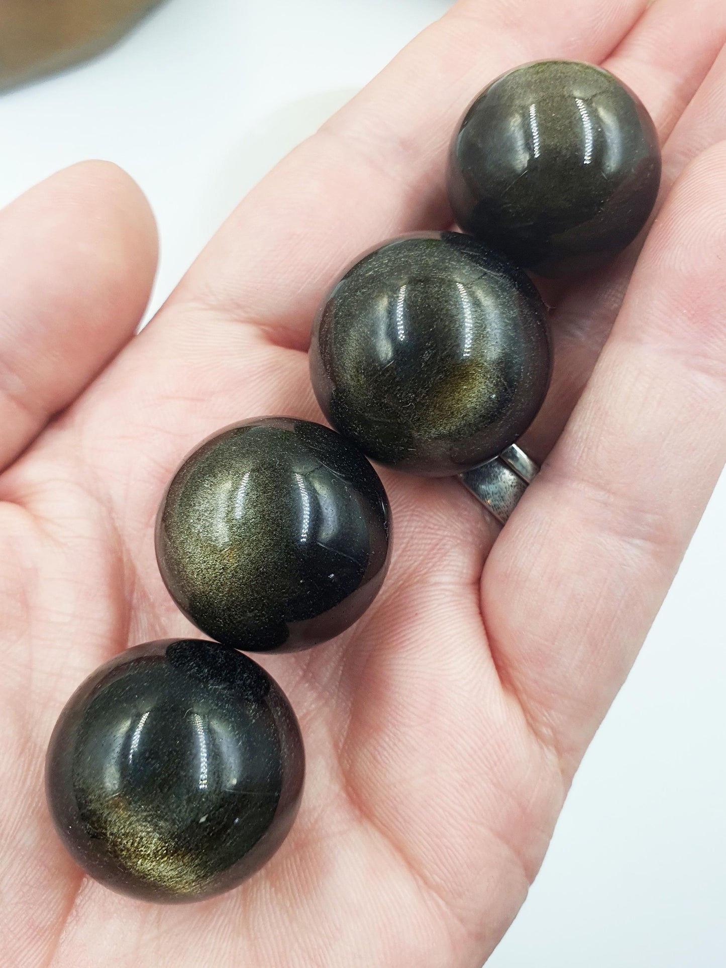 Cute Golden Sheen Obsidian Mini Crystal Sphere / Golden Obsidian Mini Orb / Gold Sheen Mini Crystal Ball - 23+mm