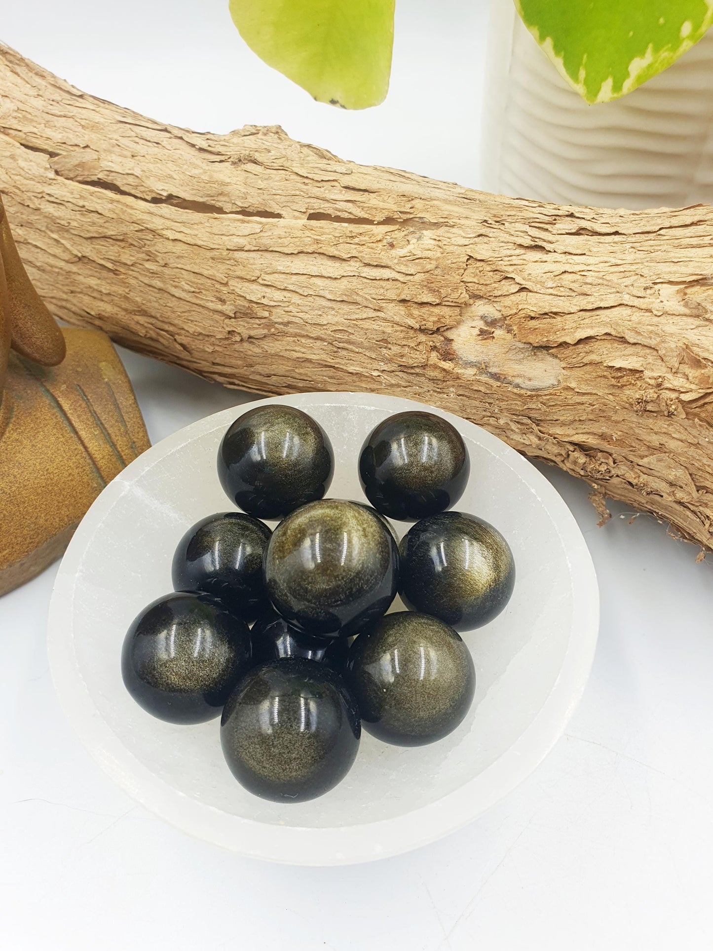 Cute Golden Sheen Obsidian Mini Crystal Sphere / Golden Obsidian Mini Orb / Gold Sheen Mini Crystal Ball - 23+mm