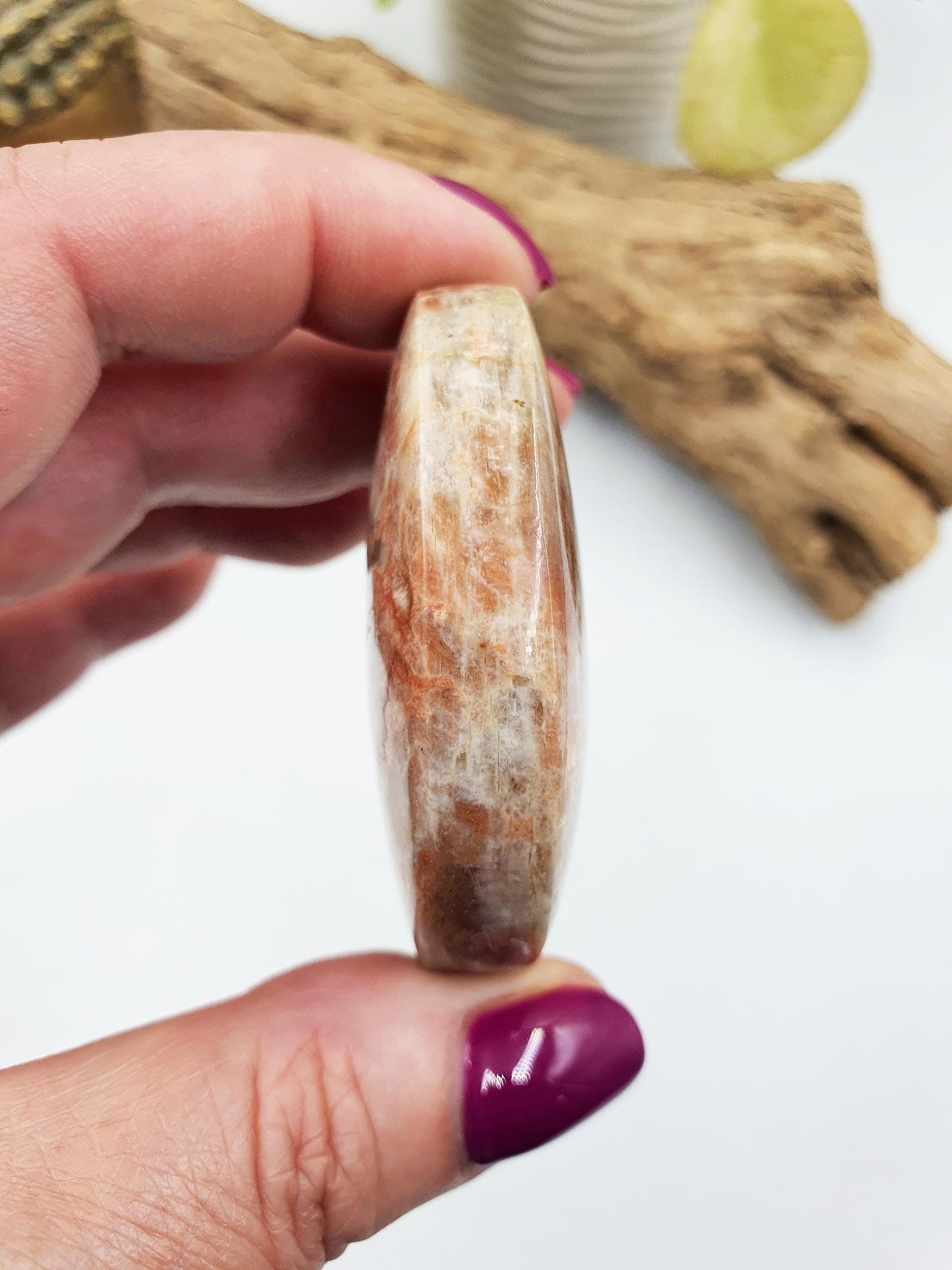 Beautiful Flashy Blue Moonstone and Sunstone Palm / Sunstone and Moonstone Palm Stone / Reiki Crystal / Meditation Palm - 75g