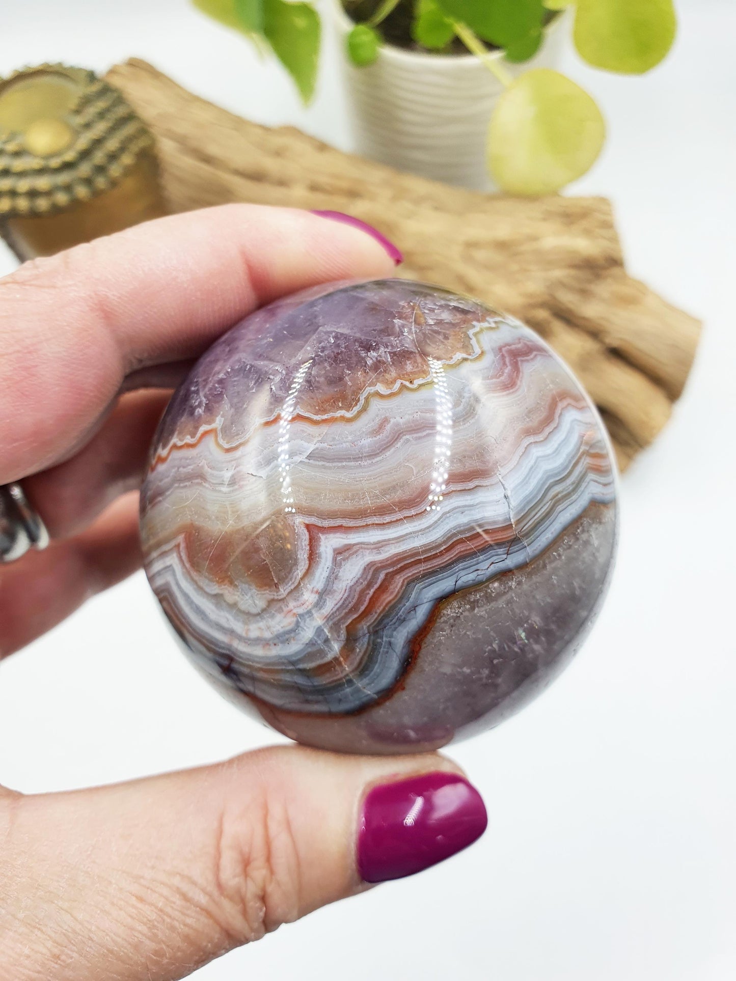 Beautiful Amethyst Agate Sphere / Amethyst Agate Crystal Ball / Amethyst Agate Orb - 62mm