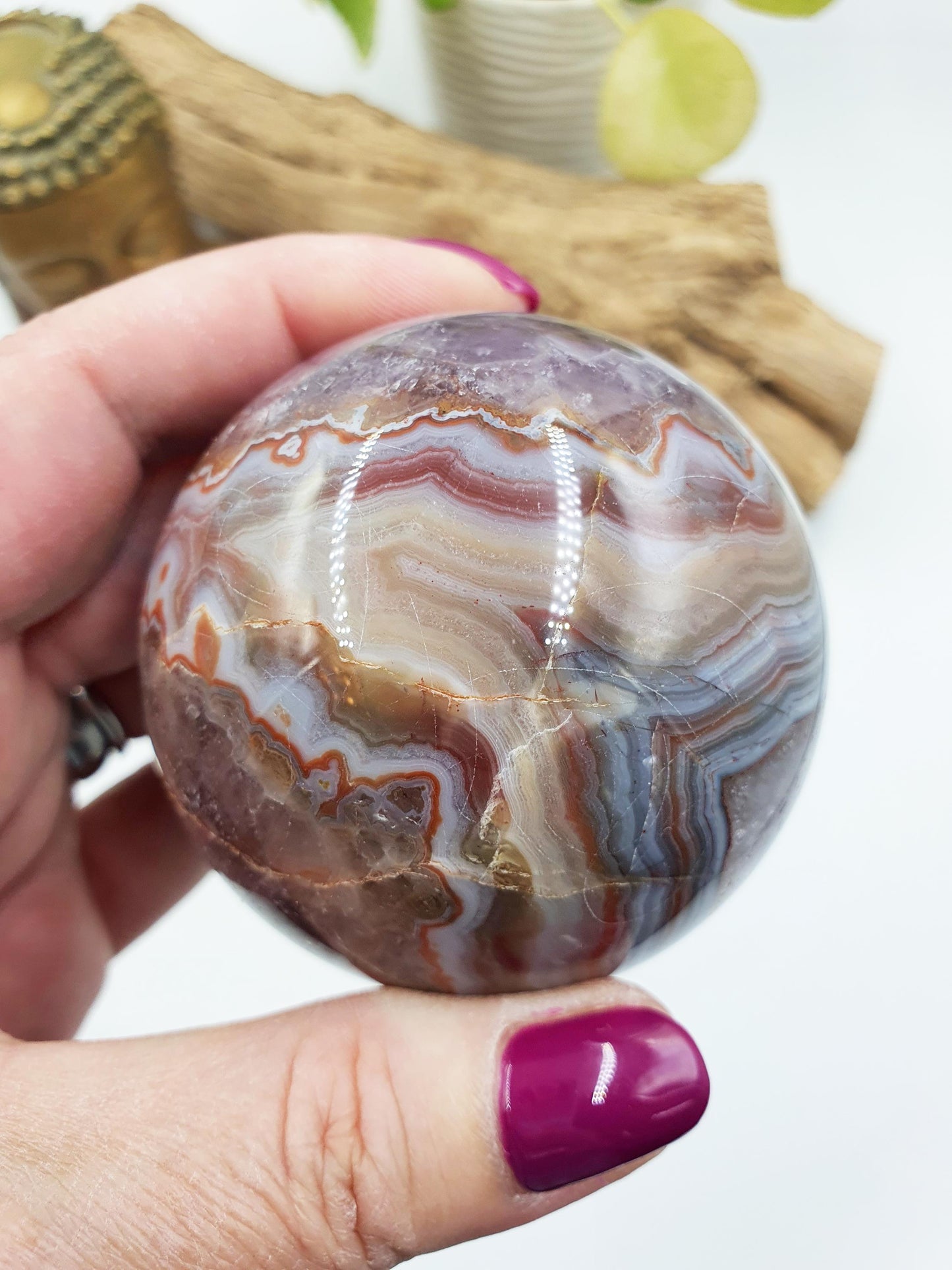 Beautiful Amethyst Agate Sphere / Amethyst Agate Crystal Ball / Amethyst Agate Orb - 62mm