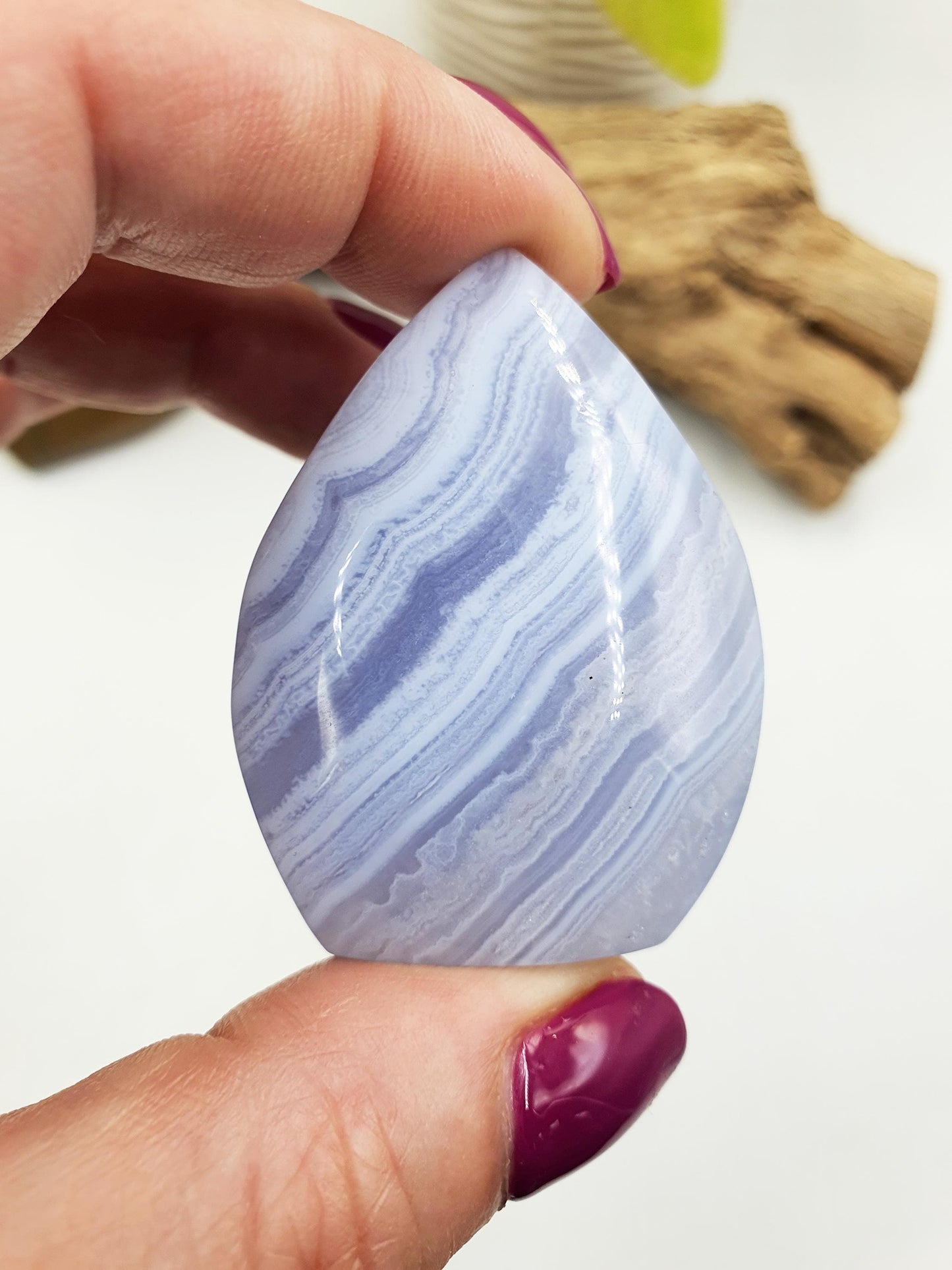 Stunning High Grade Blue Lace Agate Mini Freeform / Blue Banded Agate Stabding Polished Tower / A Grade Blue Lace Agate - 45g