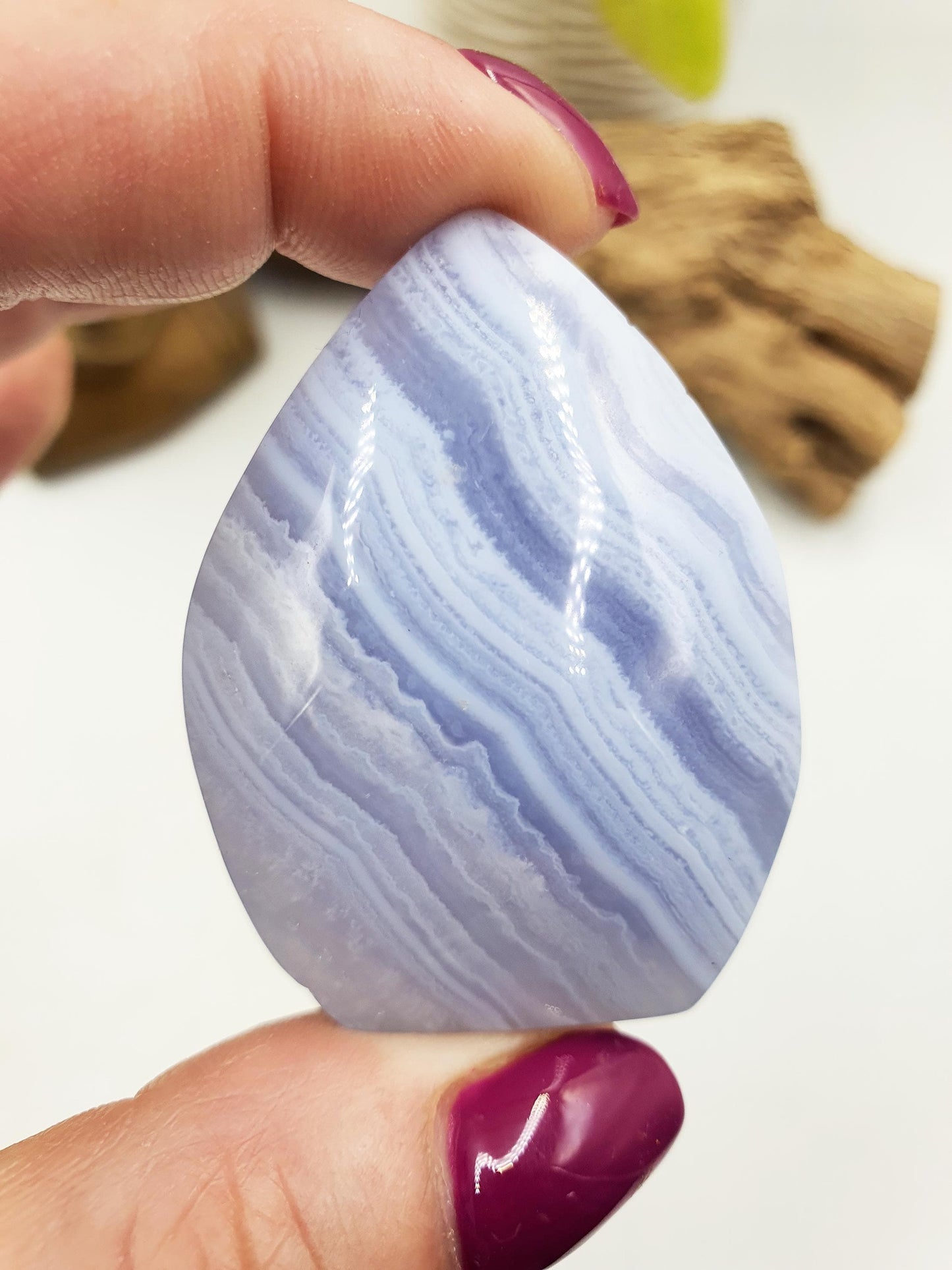 Stunning High Grade Blue Lace Agate Mini Freeform / Blue Banded Agate Stabding Polished Tower / A Grade Blue Lace Agate - 45g