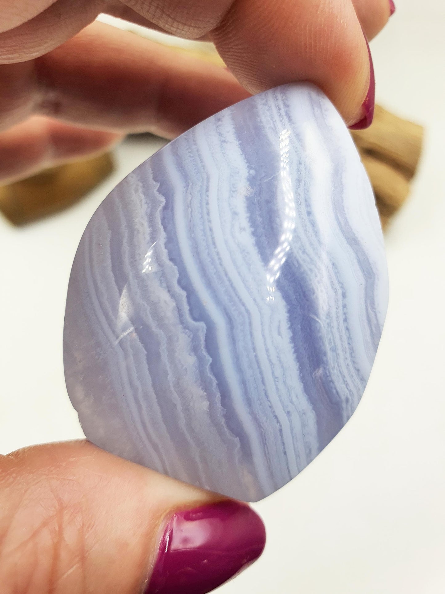 Stunning High Grade Blue Lace Agate Mini Freeform / Blue Banded Agate Stabding Polished Tower / A Grade Blue Lace Agate - 45g