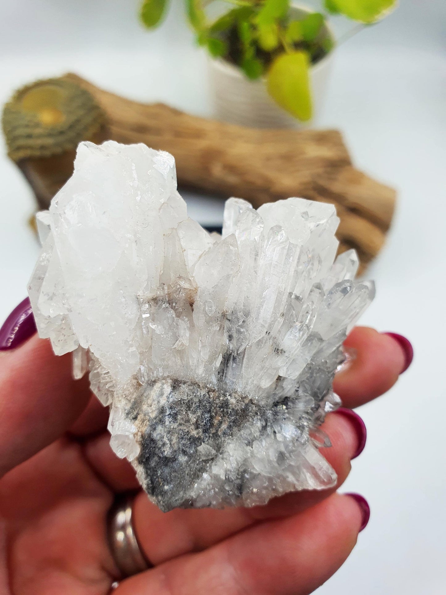 Cute Chrysanthemum Quartz Cluster / Raw Quartz Cluster / Mini Quartz Cluster - 88g