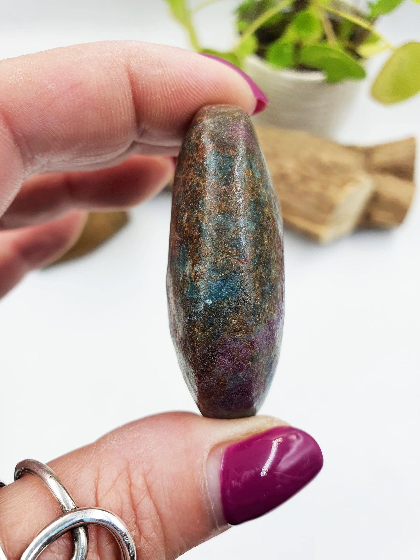 Ruby in Fuchsite Palm Stone - Heart Chakra Healing & Vitality - 60g