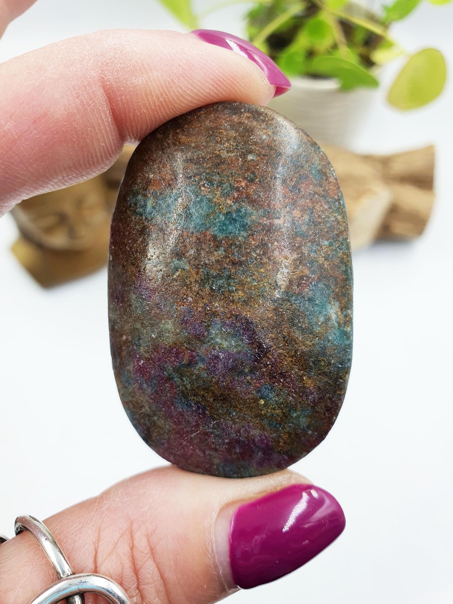 Ruby in Fuchsite Palm Stone - Heart Chakra Healing & Vitality - 60g