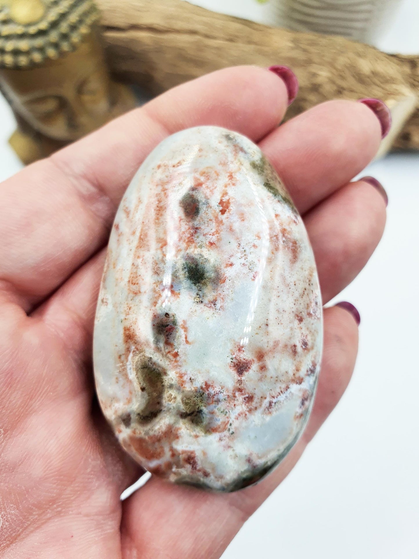 Unique Ocean Jasper Palm - Joy & Renewal Healing Crystal - 55g