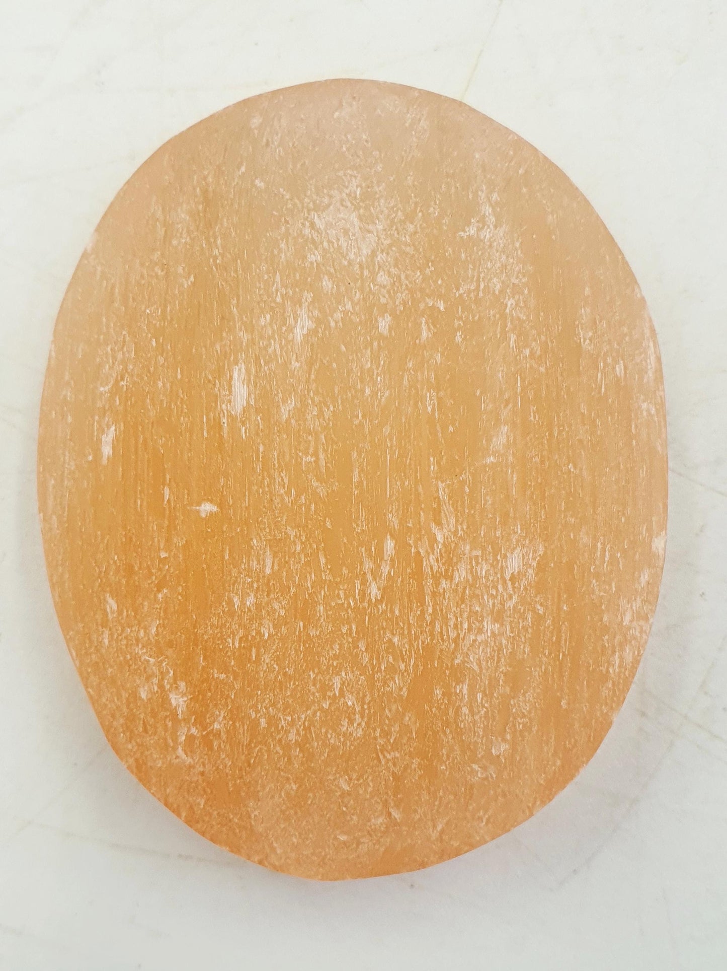 Peach Selenite Palm Stone - Calming & Cleansing Healing Crystal - 60g