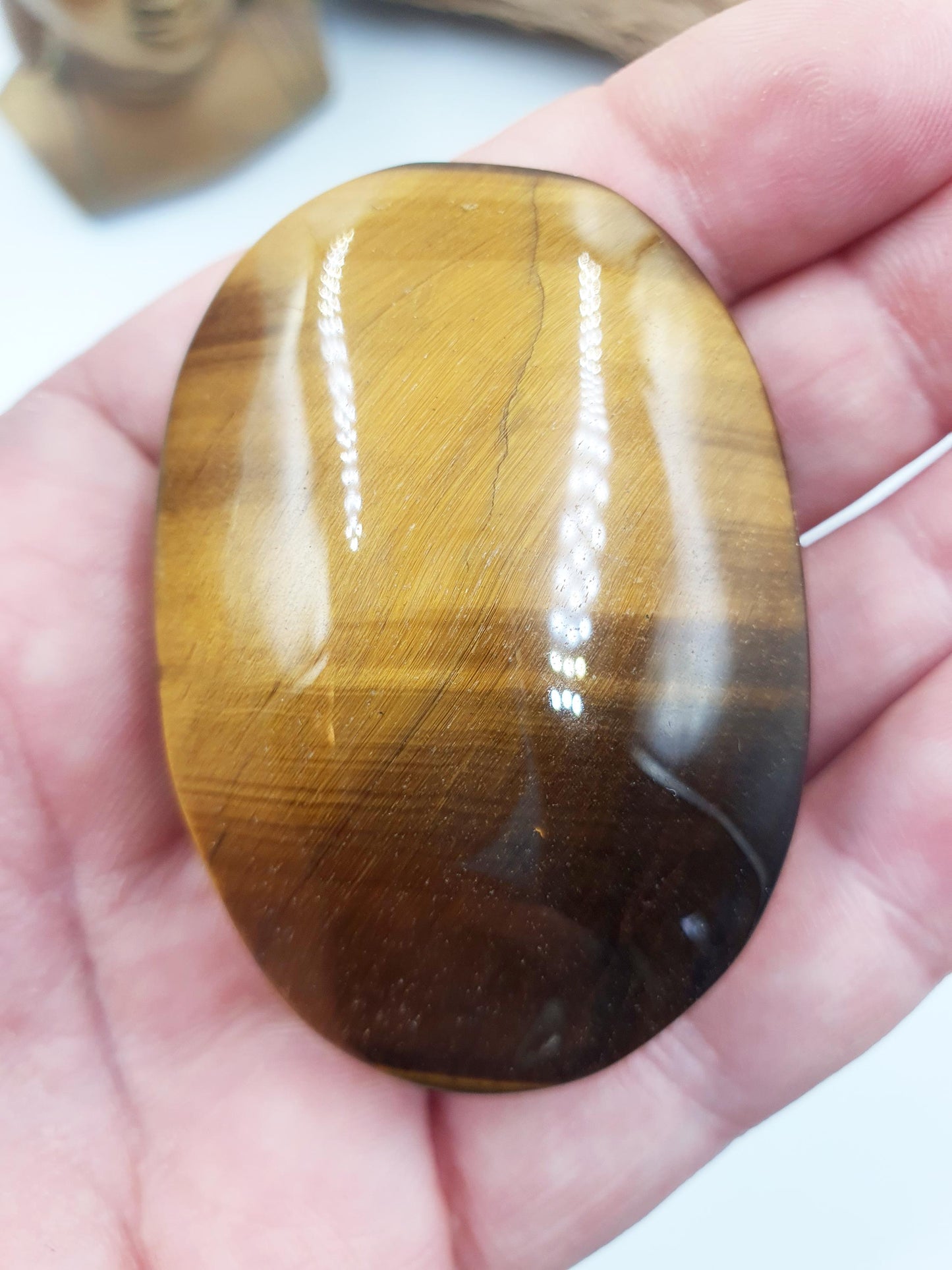 High Grade Flashy Yellow Tigers Eye Palm / Tiger's Eye Palm Stone / Pocket Crystal / Meditation Palm/ Reiki Crystal Palm - 75g