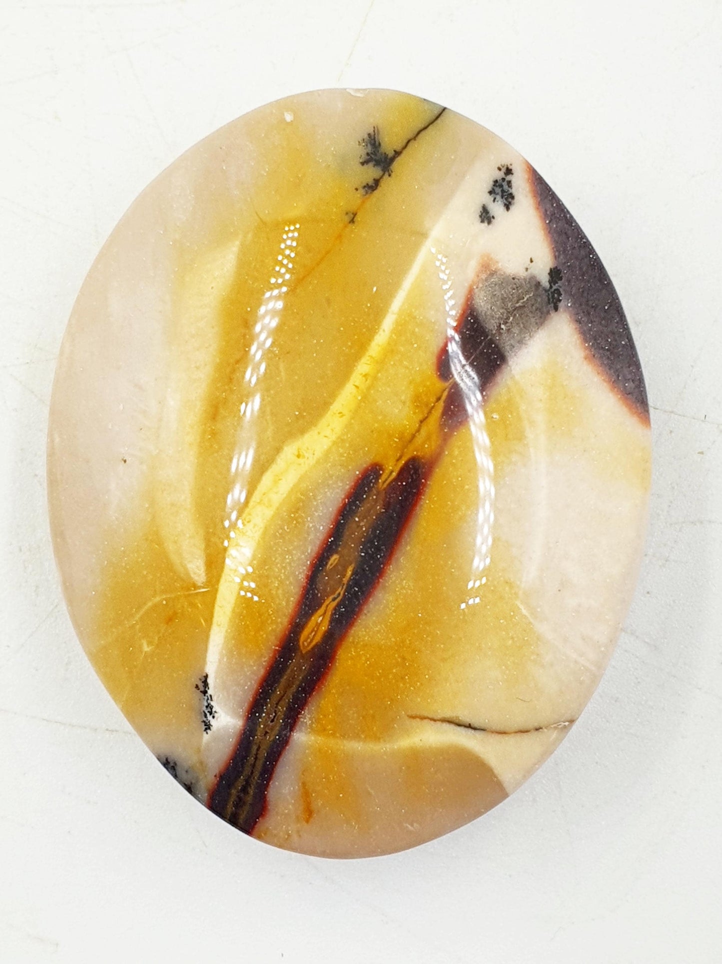 Unique Mookaite Jasper Palm with Dendritic / Mookaite Jasper Palm Stone / Pocket Stone / Meditation Palm / Reiki Crystal Palm - 90g