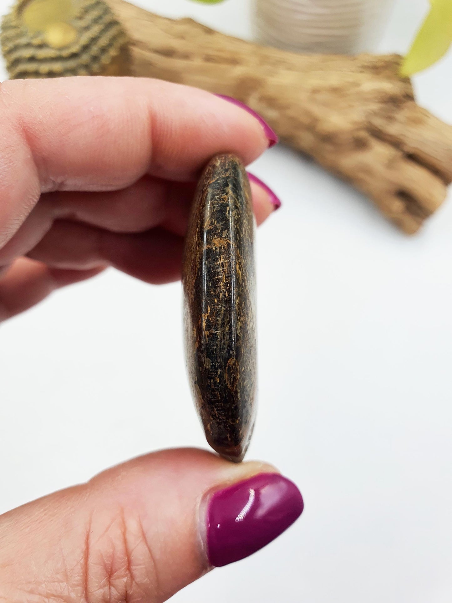 Beautiful Bronzite Palm / Bronzite Palm Stone / Flat Palm Stone / Pocket Crystal / Meditation Palm / Reiki Crystal Palm - 50g