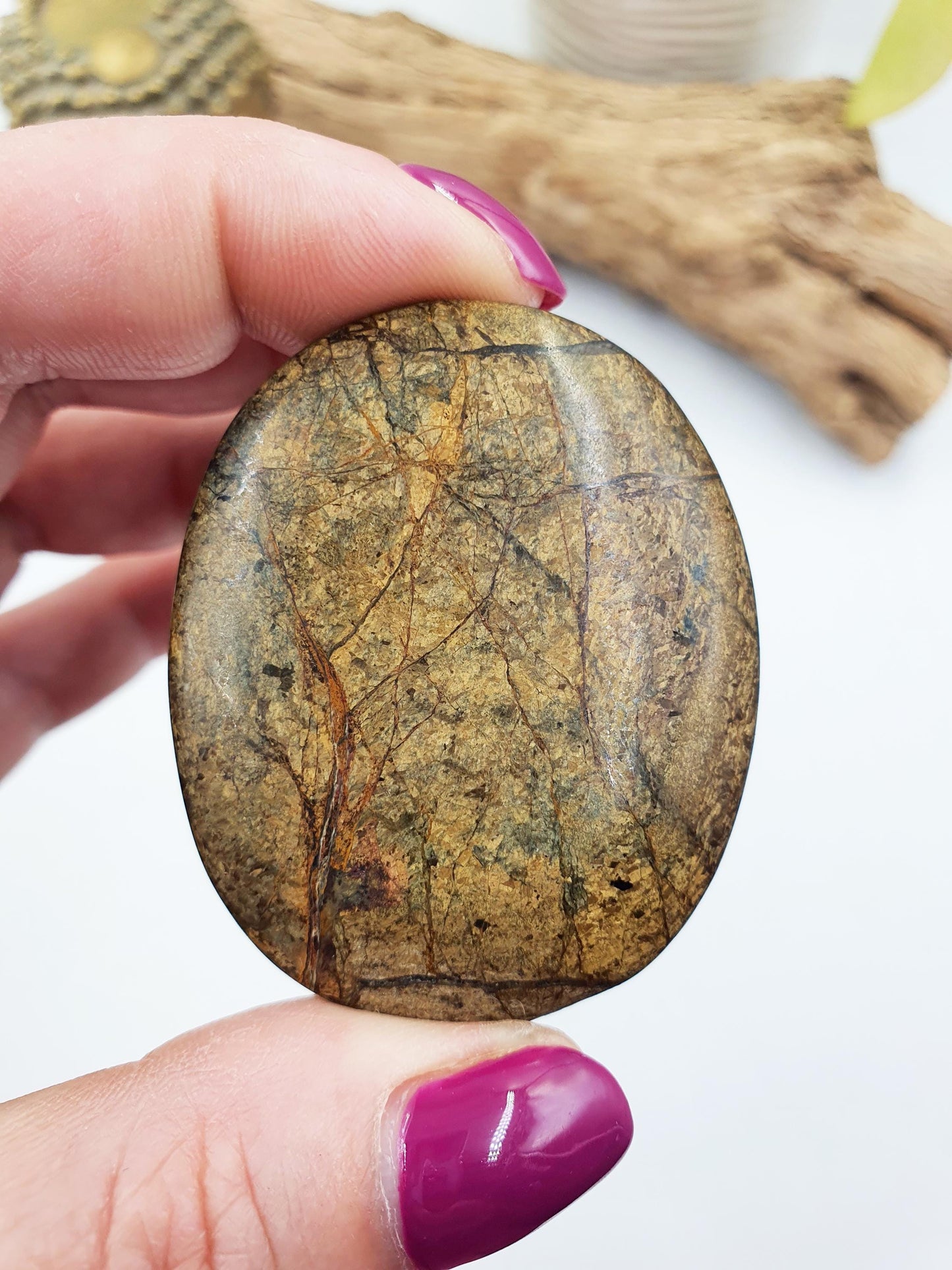 Beautiful Bronzite Palm / Bronzite Palm Stone / Flat Palm Stone / Pocket Crystal / Meditation Palm / Reiki Crystal Palm - 50g