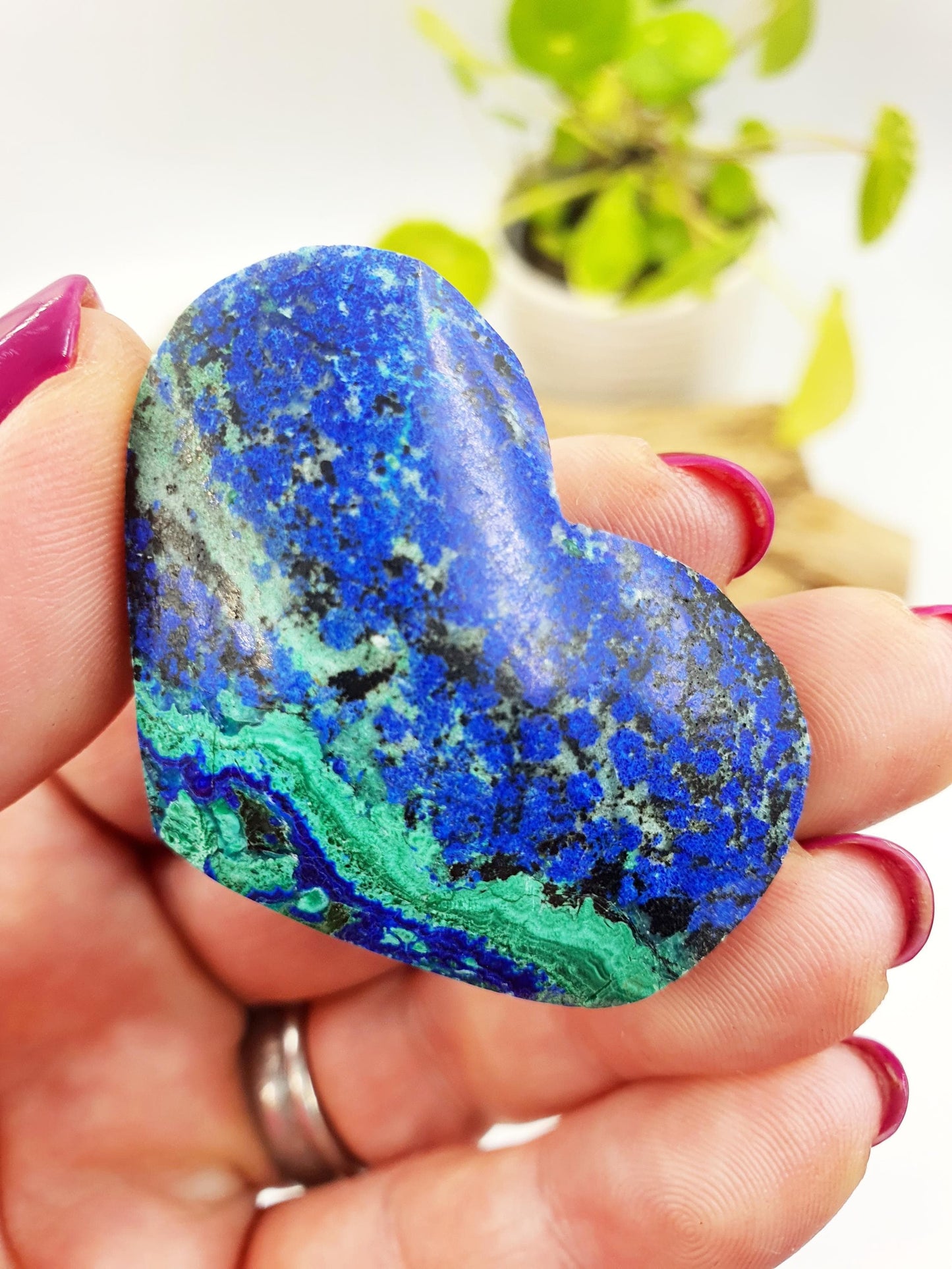 High Grade Azurite Crystal Heart / Stunning Azurite Puff Heart / Azurite Reki Crystal Heart / Collectors Crystal Heart - 35g