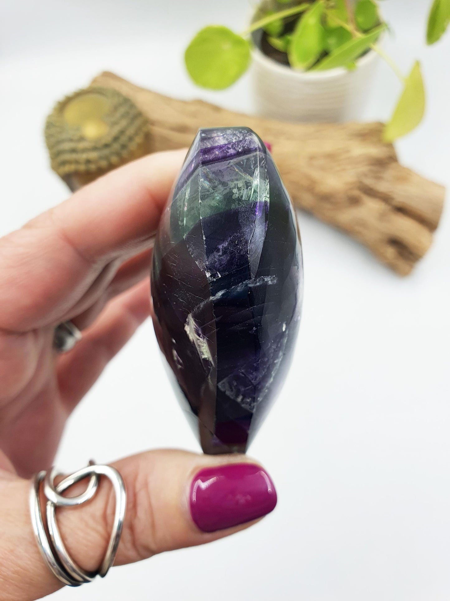 Large Stunning Feather Fluorite Puff Heart / Feather Fluorite Crystal Heart / Fluorite Heart / Crystal Heart - 230g