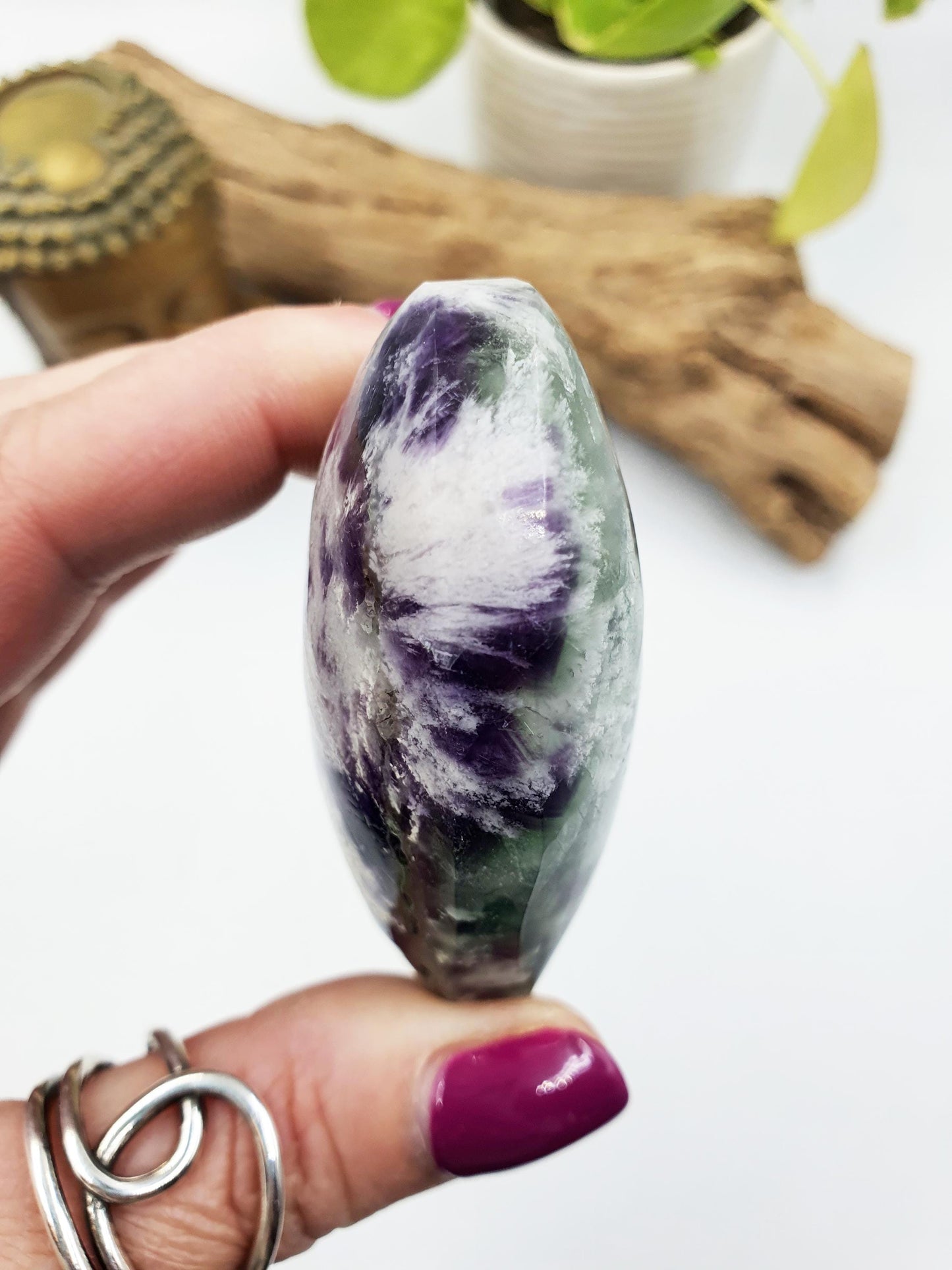 Incredible Feather Fluorite Puff Heart / Feather Fluorite Crystal Heart / Fluorite Heart / Crystal Heart - 170g
