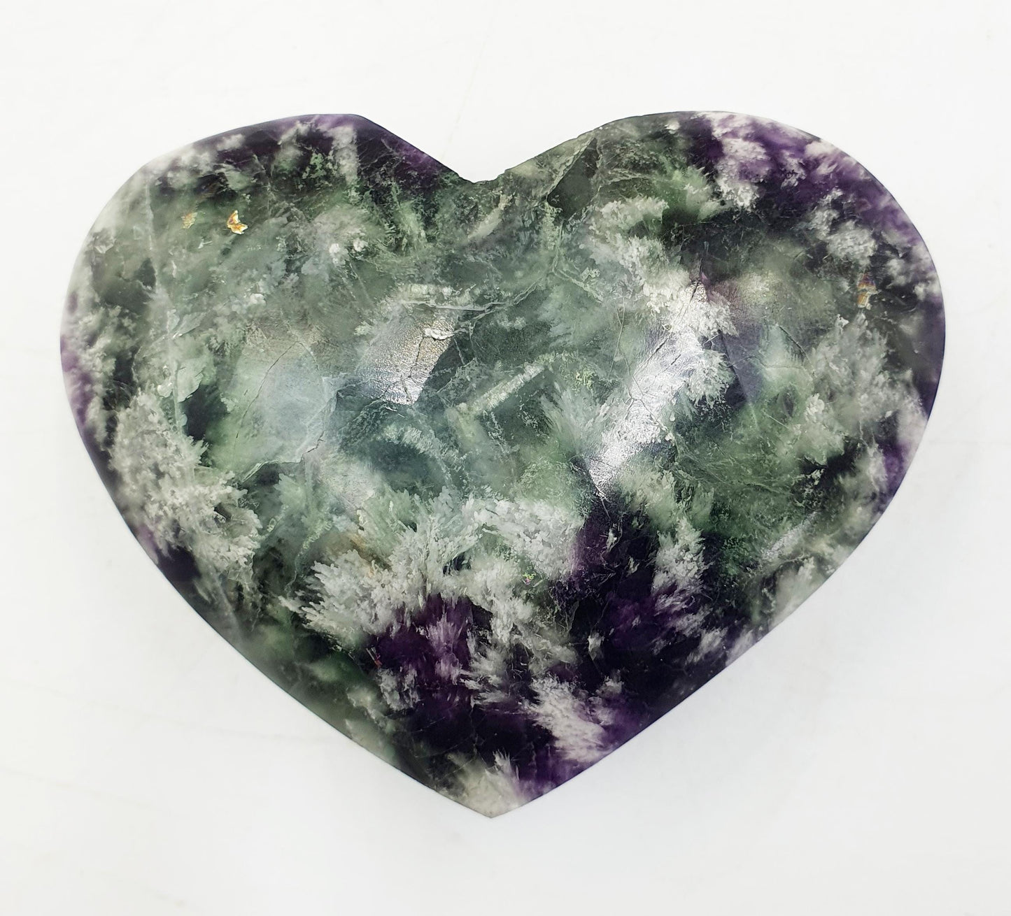 Incredible Feather Fluorite Puff Heart / Feather Fluorite Crystal Heart / Fluorite Heart / Crystal Heart - 170g