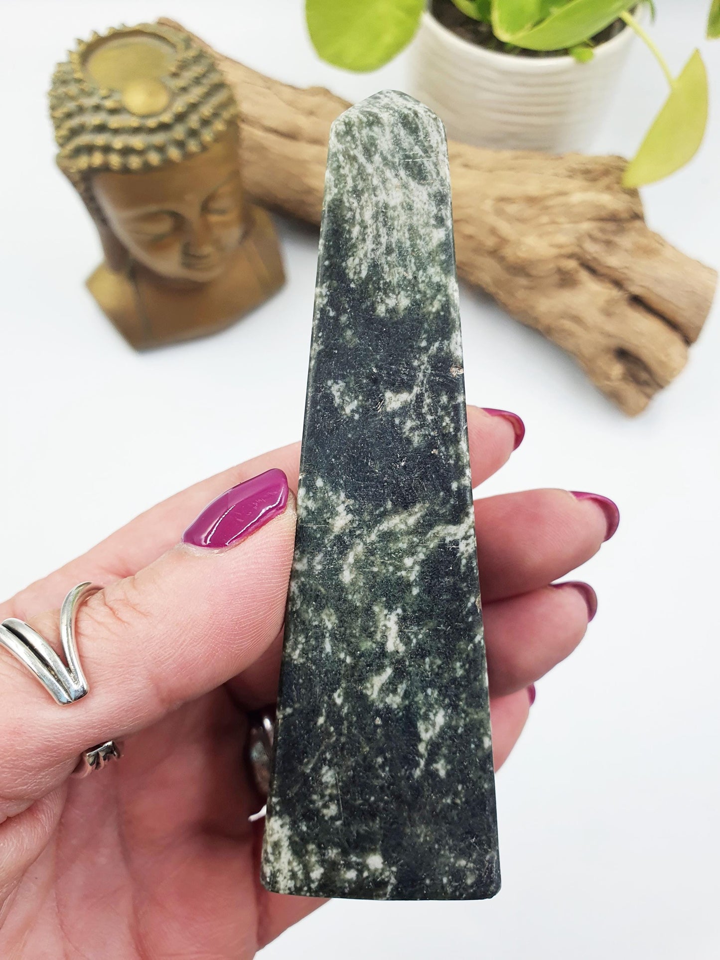 Fuchsite with Ruby Tower / Fuchsite with Ruby Obelisk / Fruchsite and Ruby Point / Healing Tower - 195g
