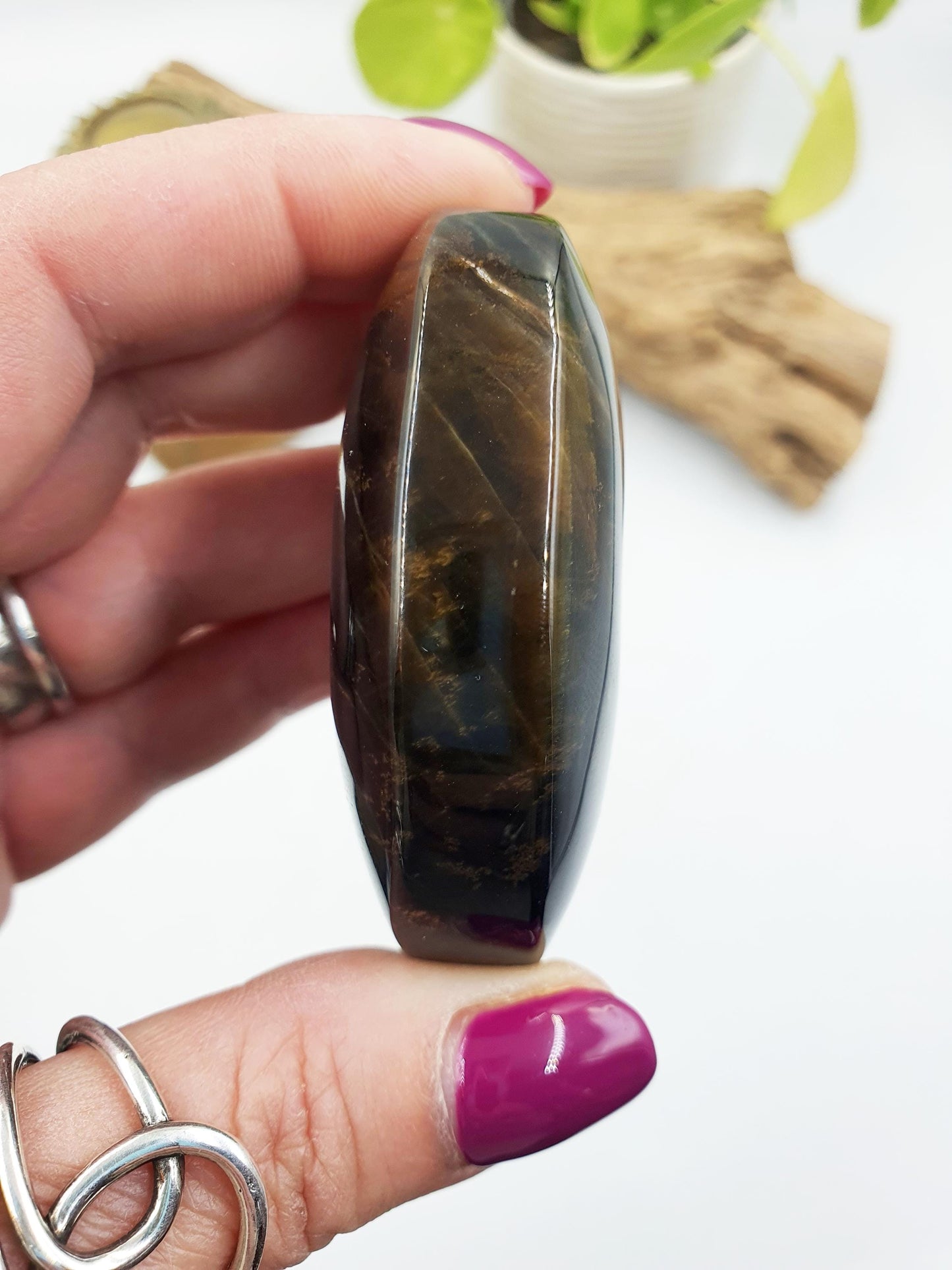 Stunning Blue Tiger's Eye Palm / Blue Tiger Eye Palm Stone / Pocket Crystal / Meditation Palm / Reiki Crystal Palm - 110g