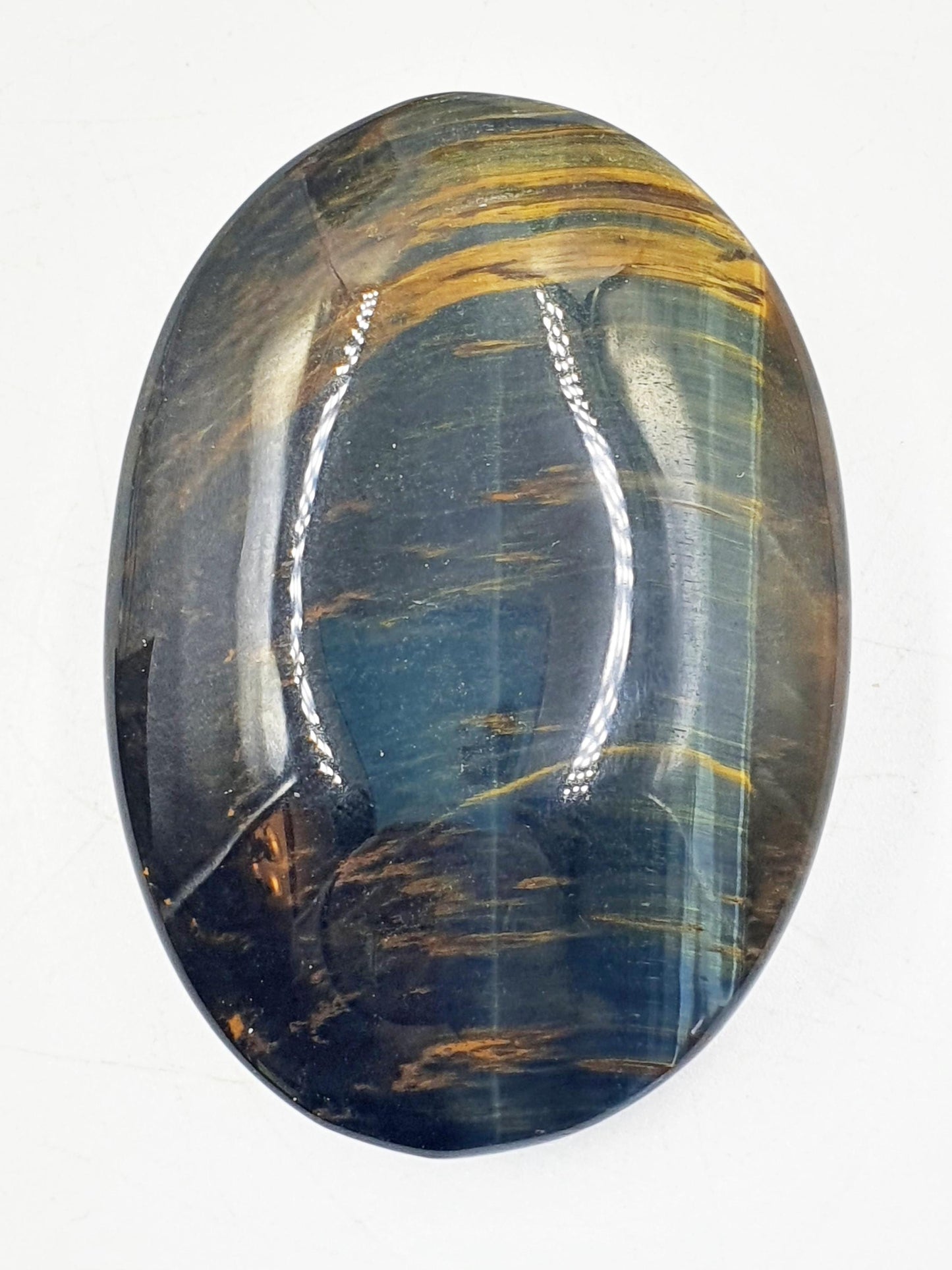 Stunning Blue Tiger's Eye Palm / Blue Tiger Eye Palm Stone / Pocket Crystal / Meditation Palm / Reiki Crystal Palm - 110g