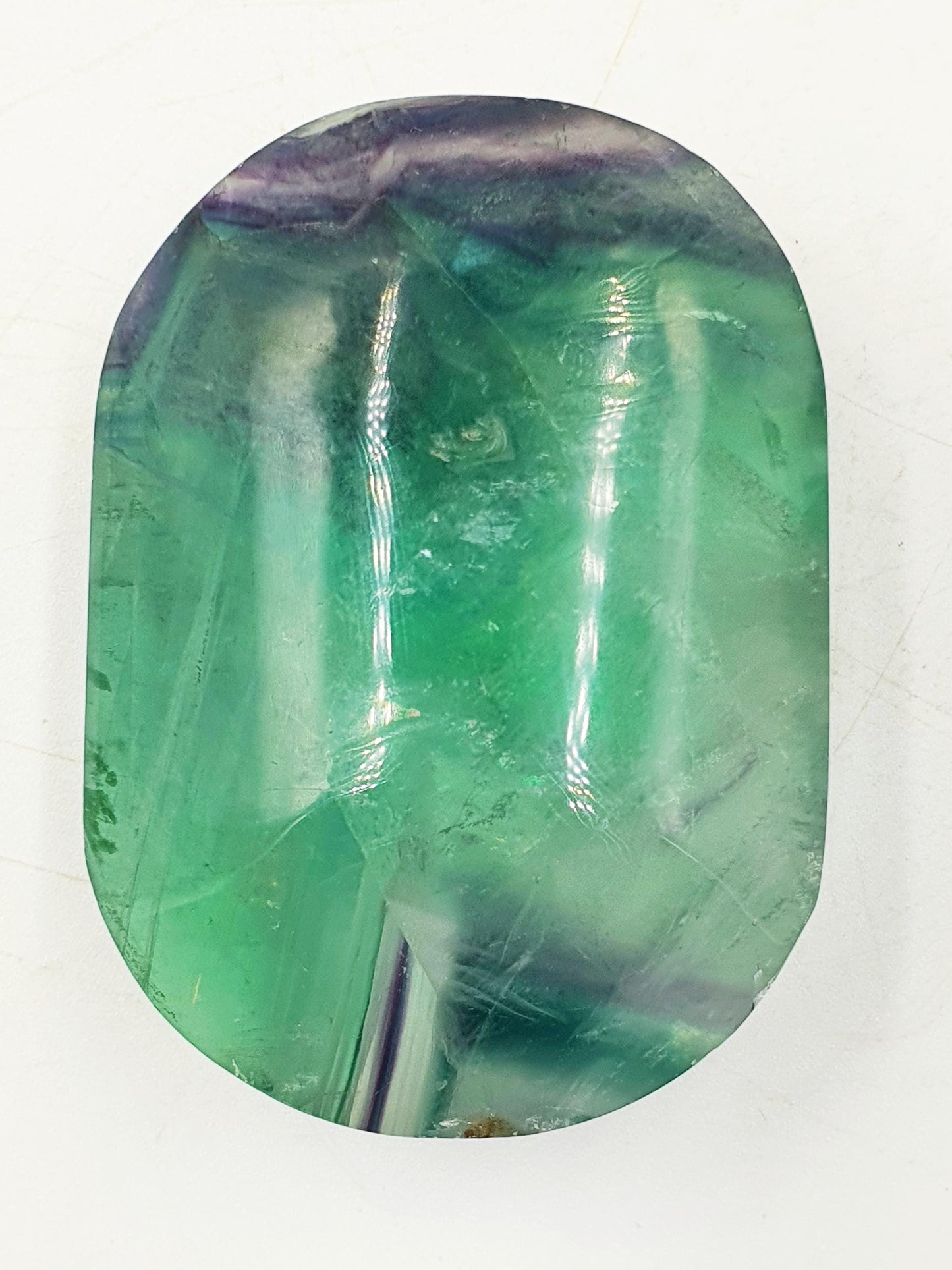 Flashy Fluorite Palm with Rainbows / Fluorite Palm Stone / Large Purple and Green Fluorite Palm Stone / Meditation Palm - 175g