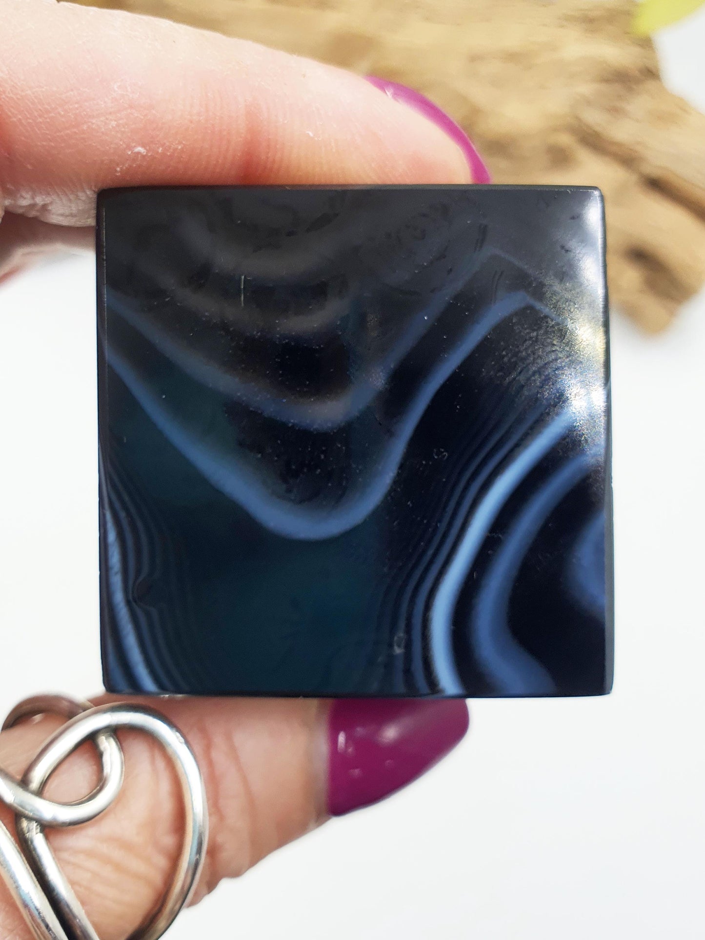 Black Banded Agate Drusy Cube / Black Striped Agate Crystal Cube / Black Agate Crystal Square - 165g
