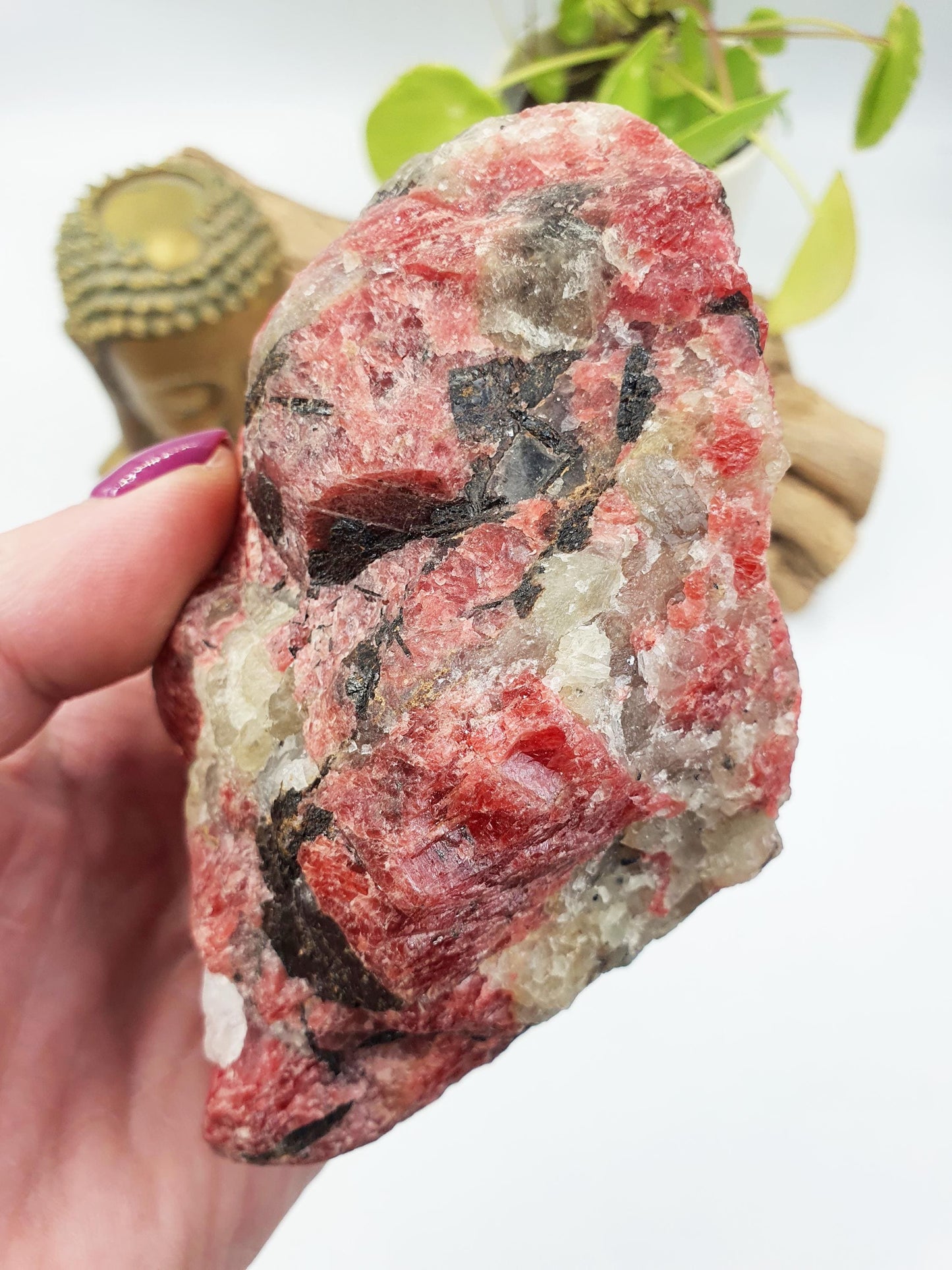 Raw Rhodonite Specimen / Large Raw Red Rhodonite / Raw Rhodonite Chunk / Raw Pink Crystal Specimen - 605g