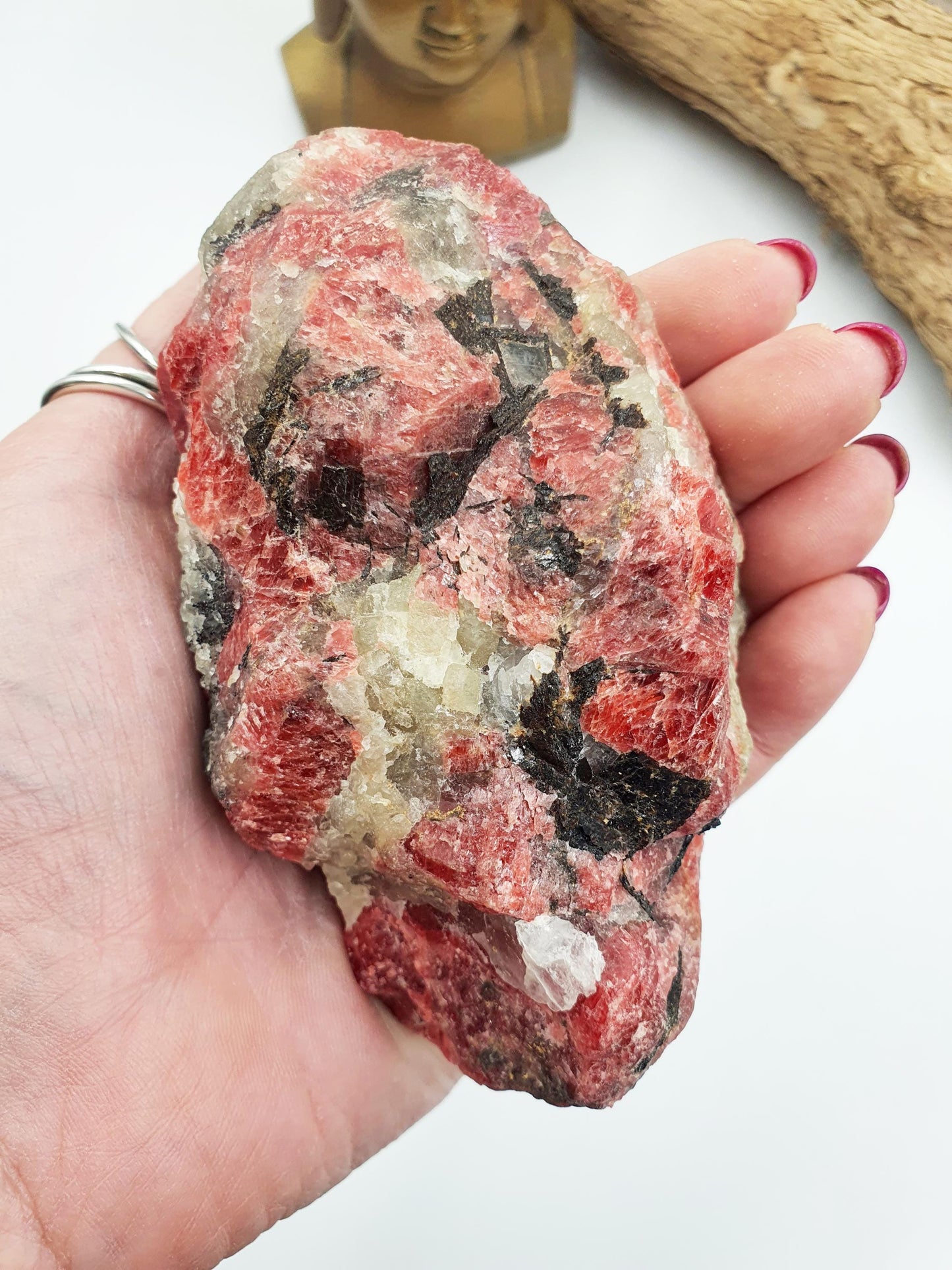 Raw Rhodonite Specimen / Large Raw Red Rhodonite / Raw Rhodonite Chunk / Raw Pink Crystal Specimen - 605g