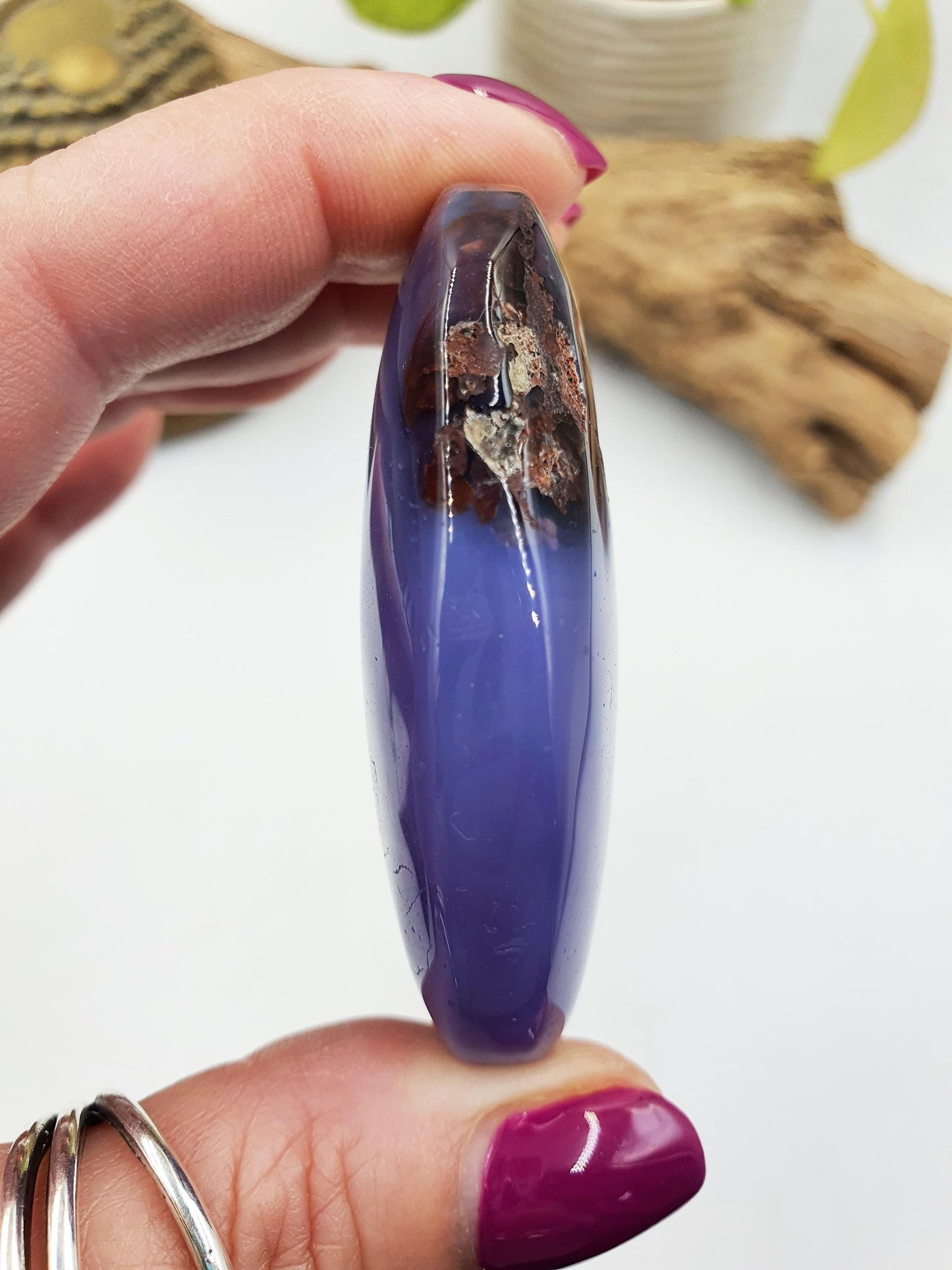 Beautiful Blue Flower Agate Palm / Sakura Agate Palm Stone / Blue Flower Agate Crystal / Meditation Palm - 70g
