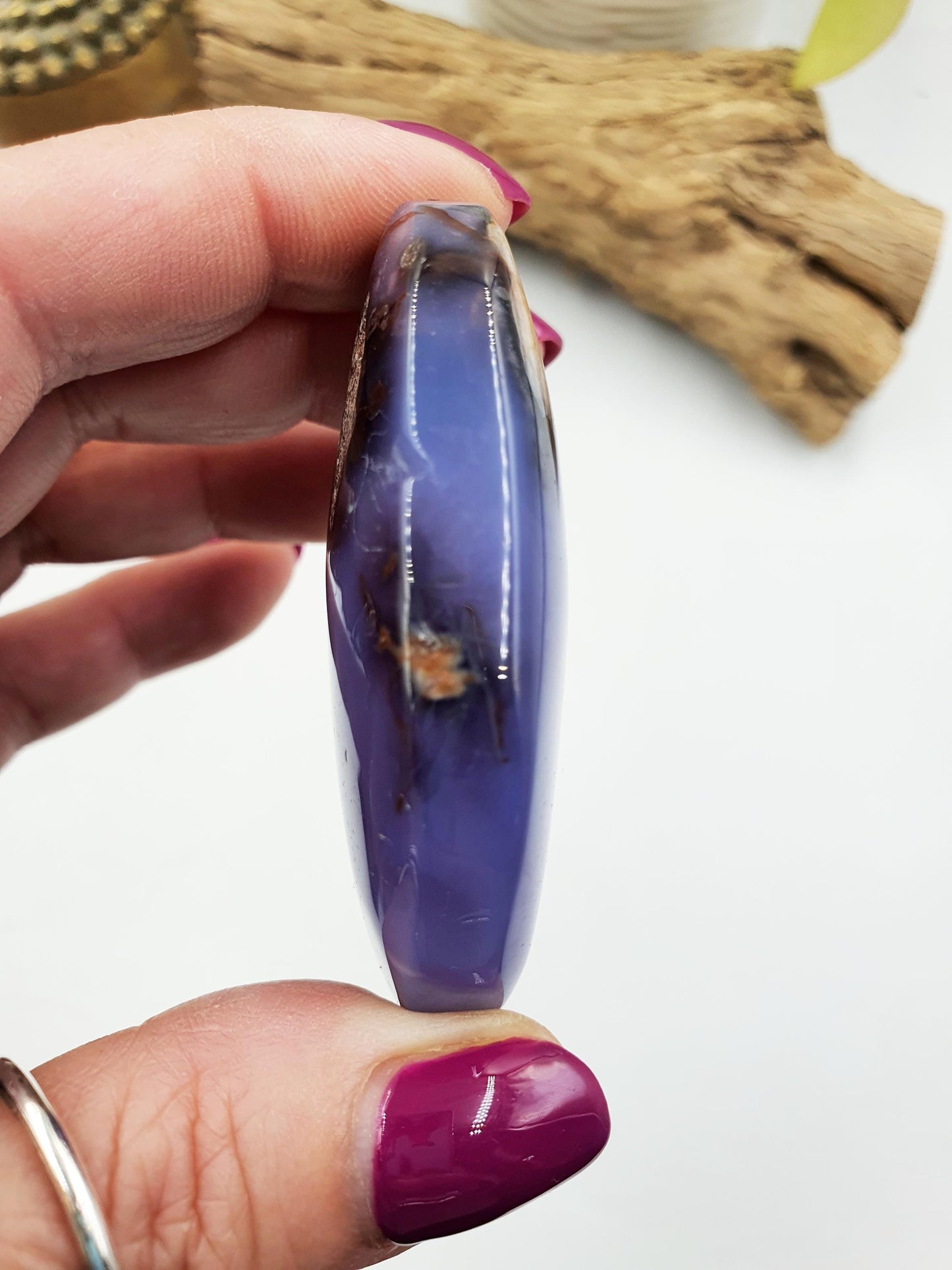 Beautiful Blue Flower Agate Palm / Sakura Agate Palm Stone / Blue Flower Agate Crystal / Meditation Palm - 70g