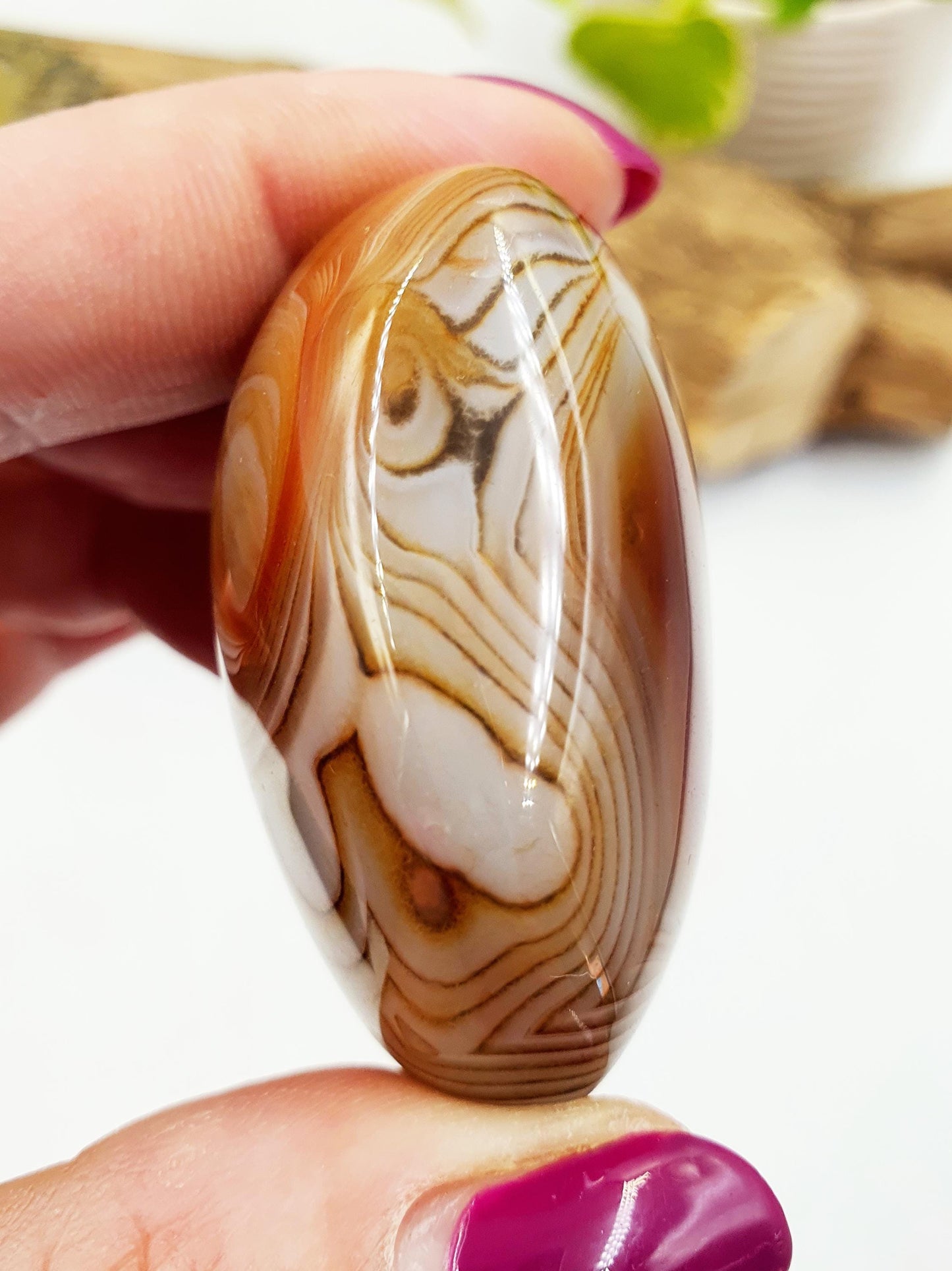 Sardonyx Palm Stone - Strength & Protection Healing - 65g