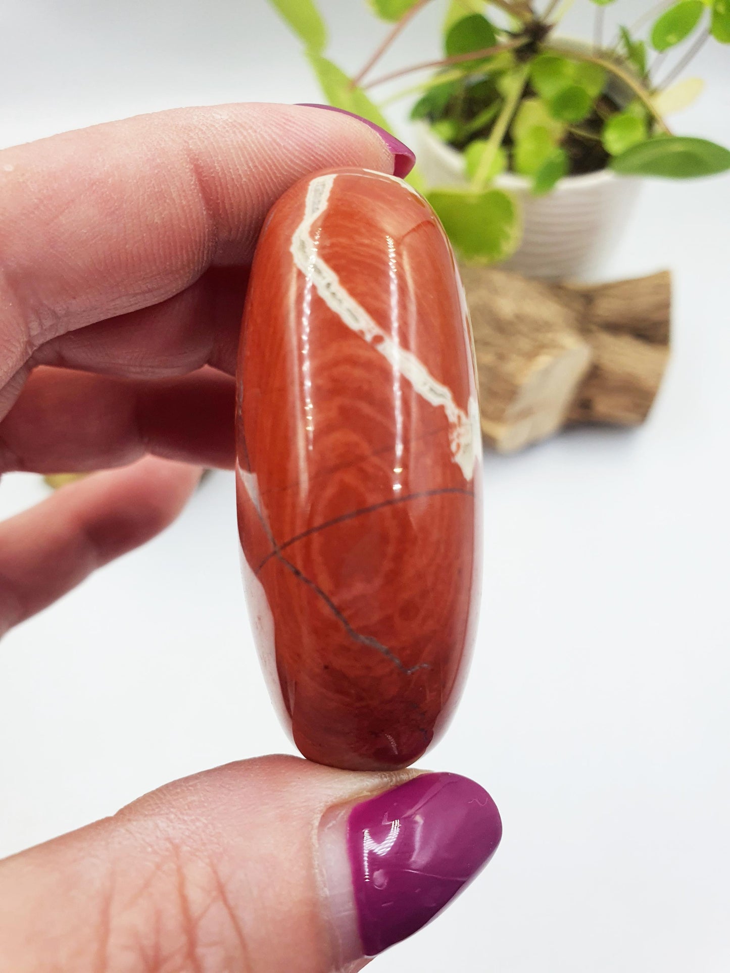 Red Jasper Palm Stone - Grounding & Strength Root Chakra Crystal - 90g
