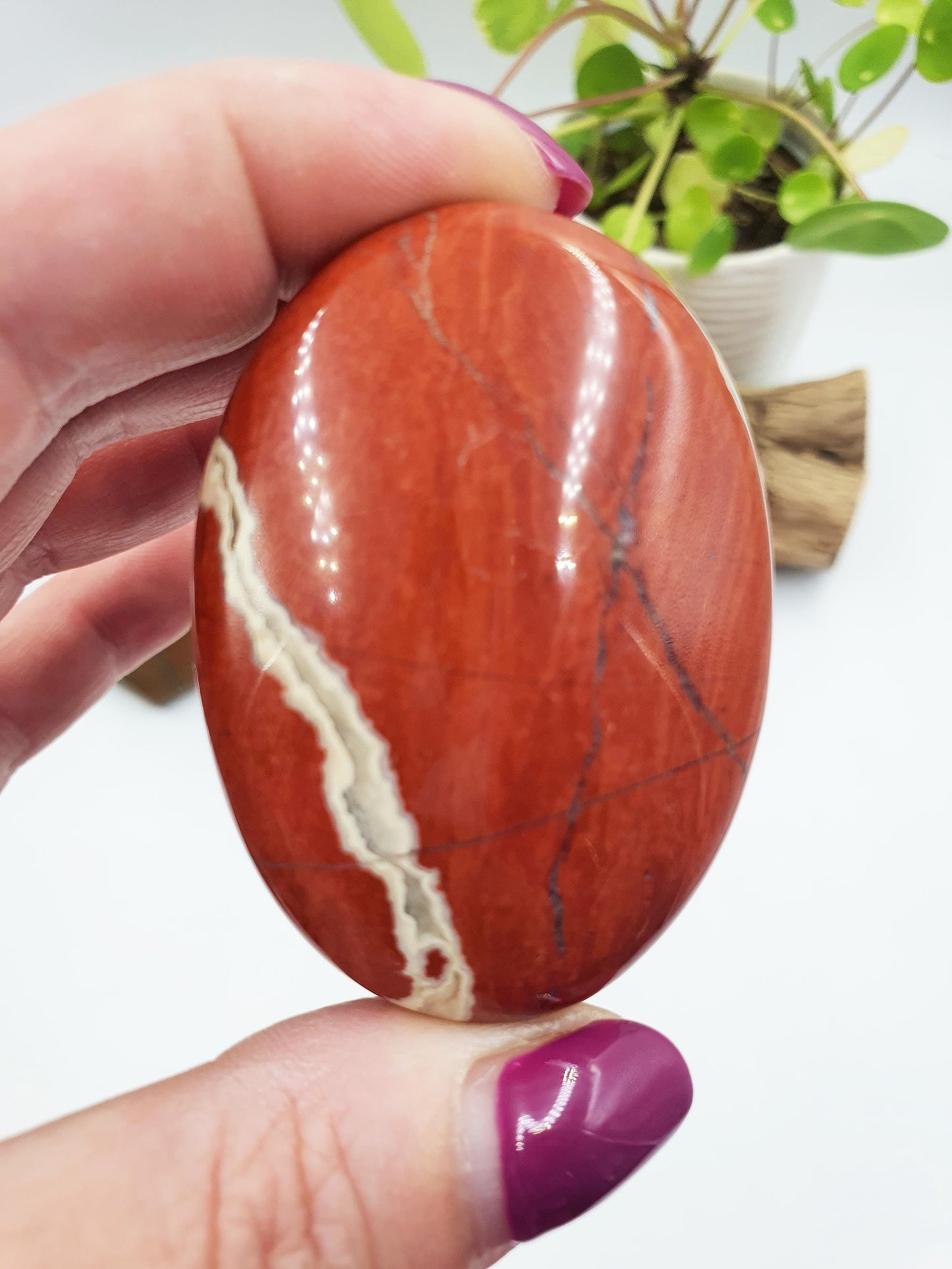 Red Jasper Palm Stone - Grounding & Strength Root Chakra Crystal - 90g