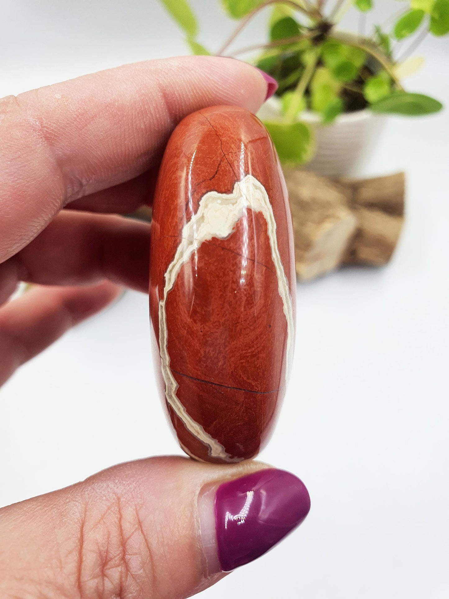 Red Jasper Palm Stone - Grounding & Strength Root Chakra Crystal - 90g
