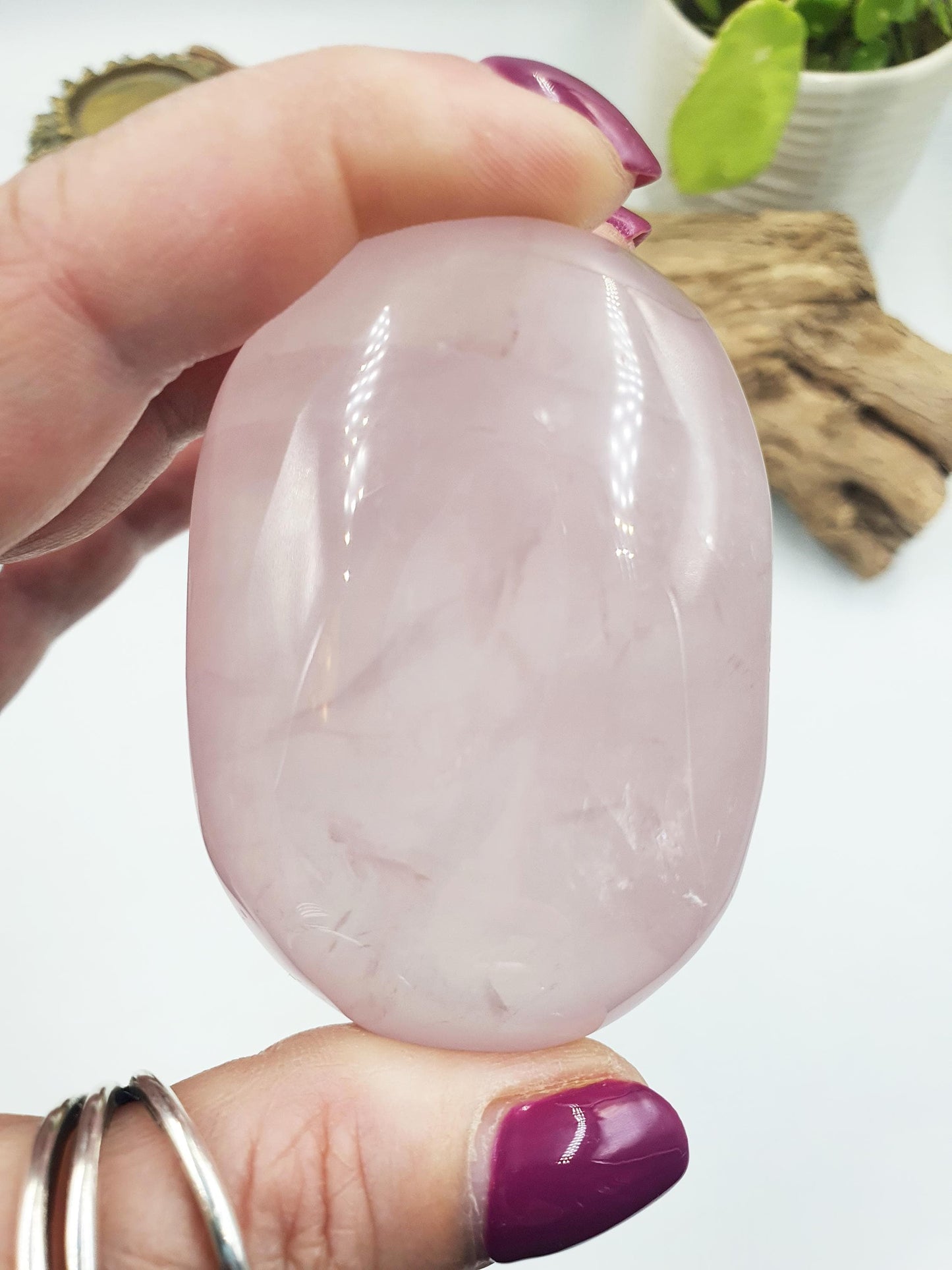 Rose Quartz Palm Stone - Love & Compassion Healing Crystal - 105g