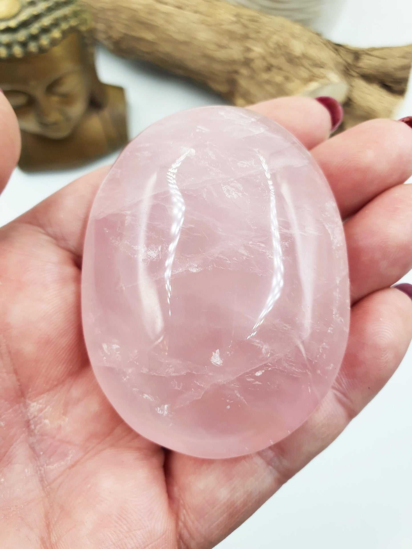 Rose Quartz Palm Stone - Love & Compassion Healing Crystal - 105g