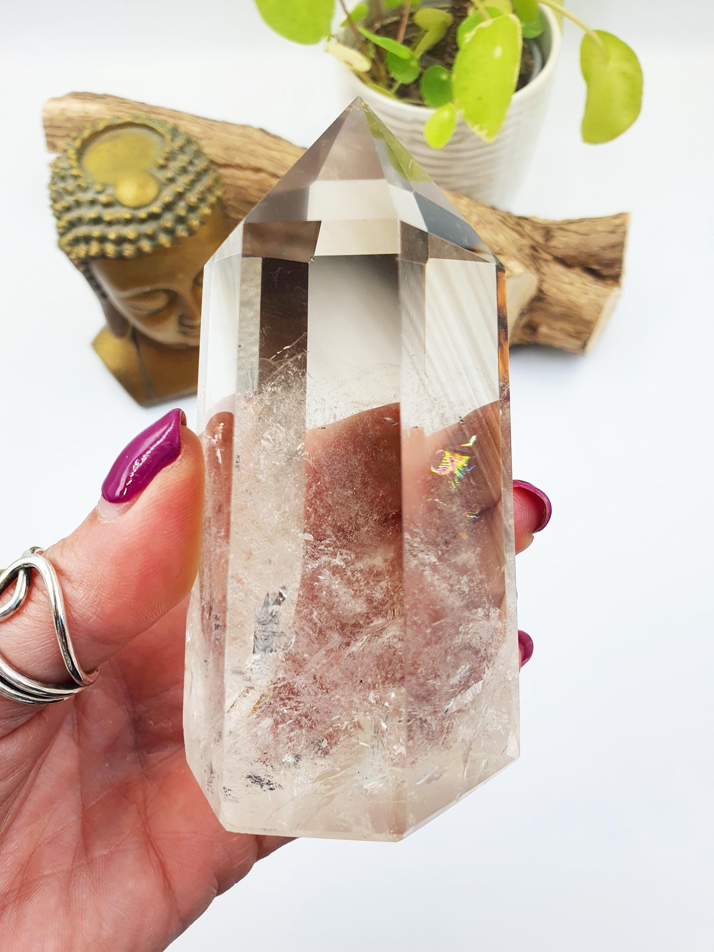 High Quality Smoky Quartz Tower with Phantoms & Rainbows - Grounding and Healing Crystal Point - 380g