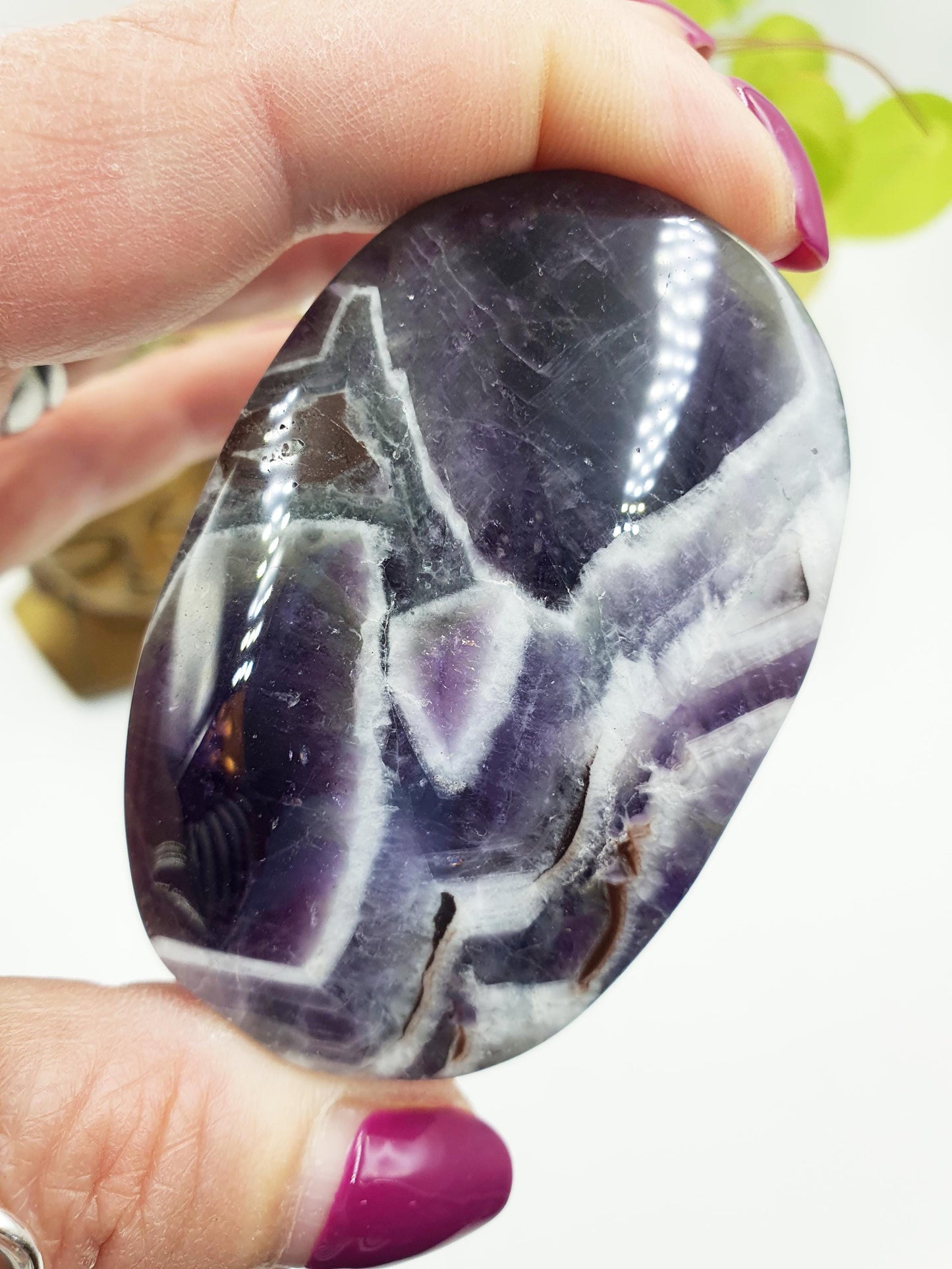 Dream Amethyst Palm Stone - Intuition & Spiritual Protection Crystal - 110g