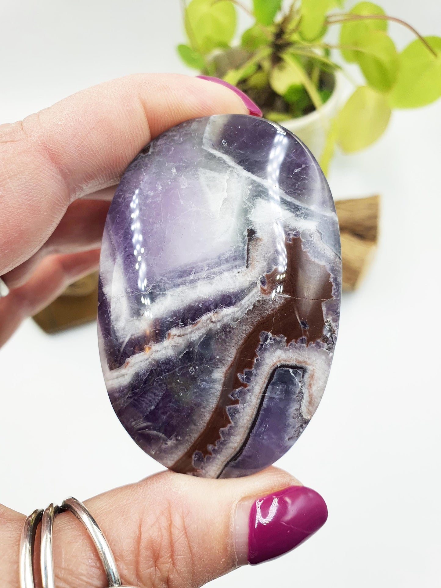 Dream Amethyst Palm Stone - Intuition & Spiritual Protection Crystal - 110g