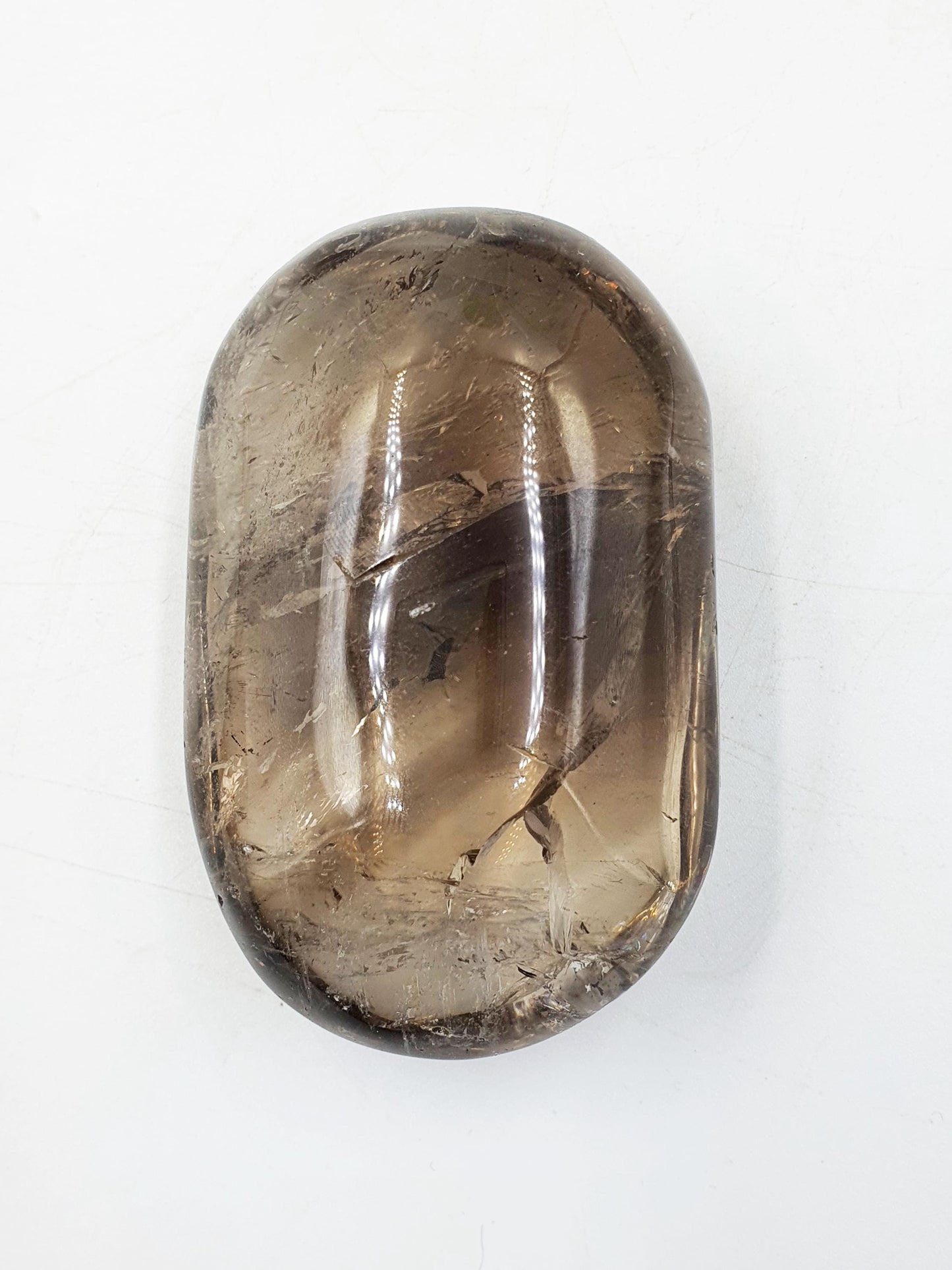 High Grade Large Smoky Quartz Palm Stone with Rainbows - Grounding & Protection Crystal - 220g