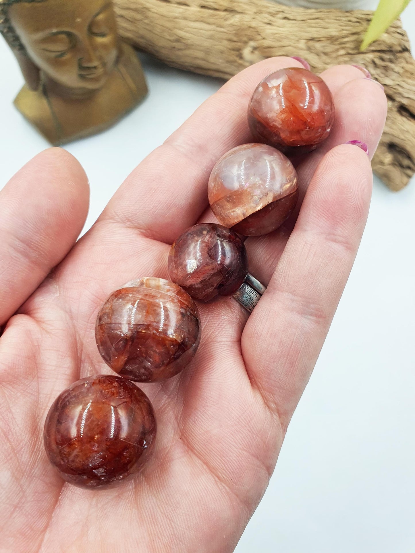 Fire Quartz Mini Spheres - Hematoid Quartz Healing Crystals - Various Sizes